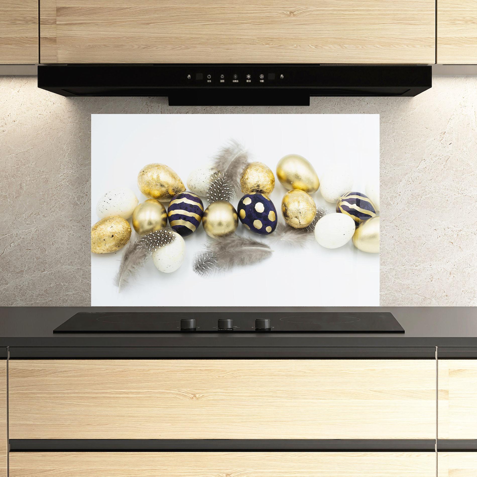 Panel Szklany do Kuchni Golden Black Eggs mockup 3