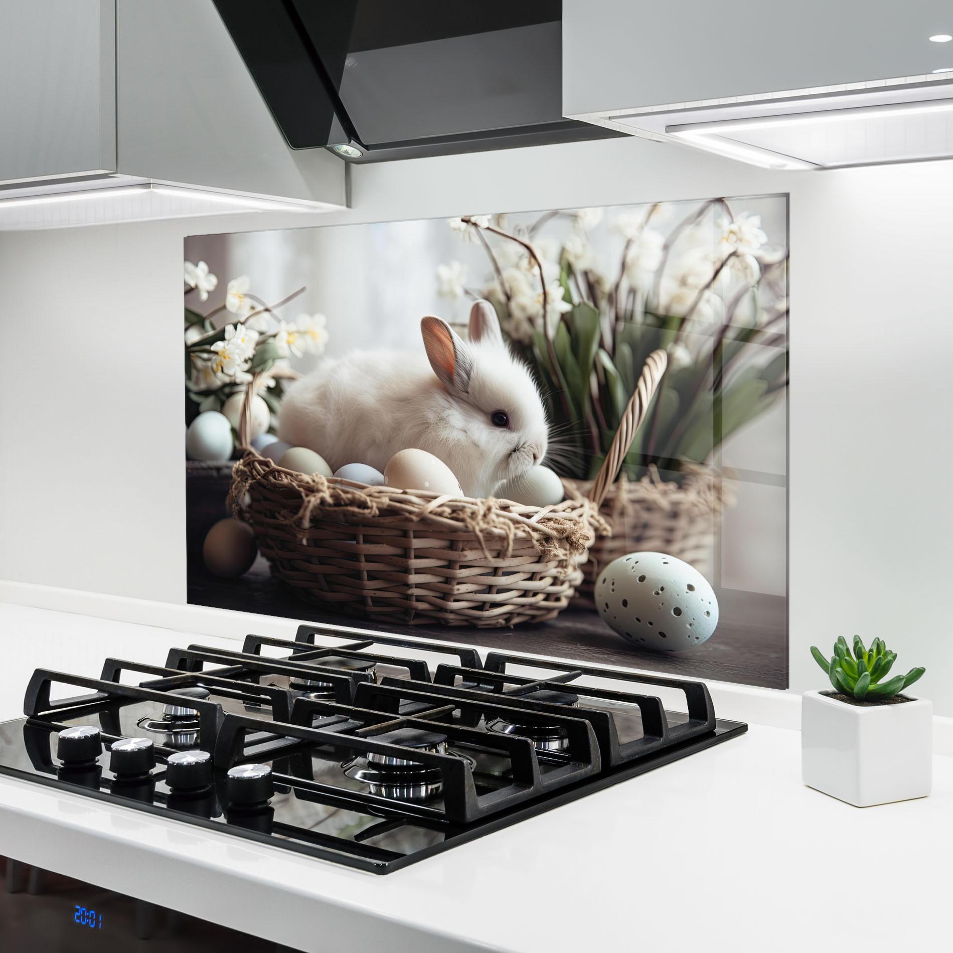 Panel Szklany do Kuchni Cute White Easter Eggs mockup 6