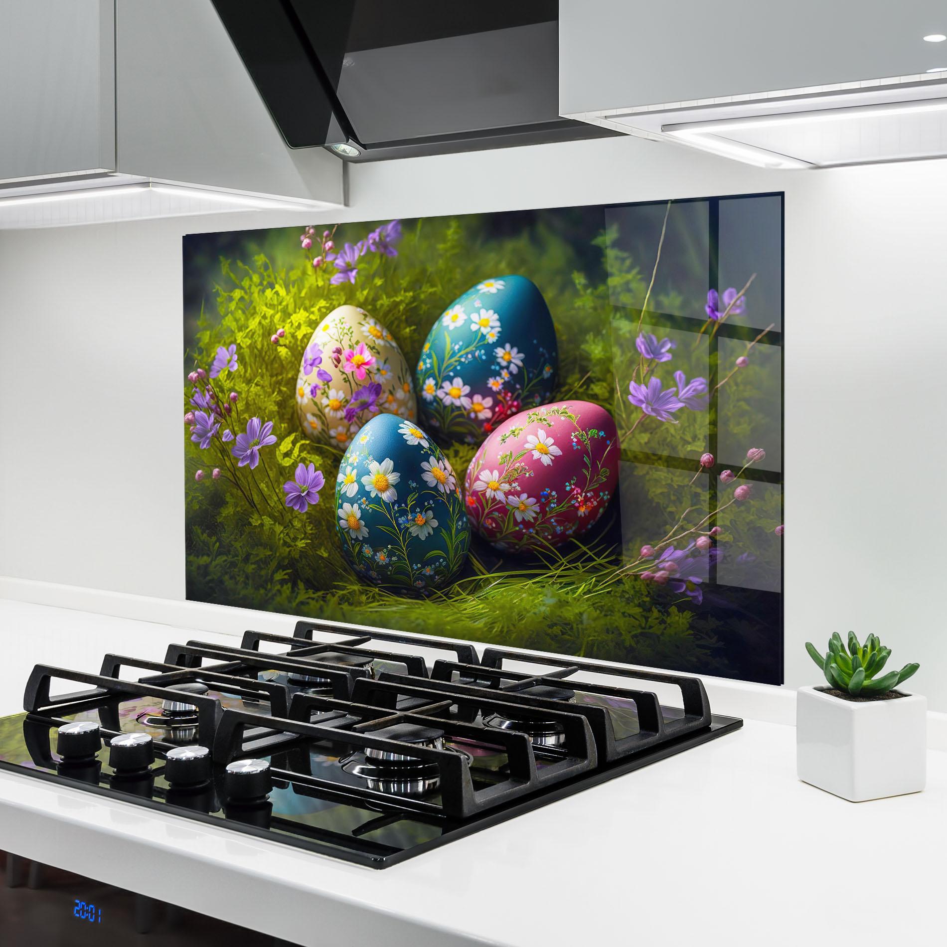 Panel Szklany do Kuchni Floral Ornament Eggs mockup 6