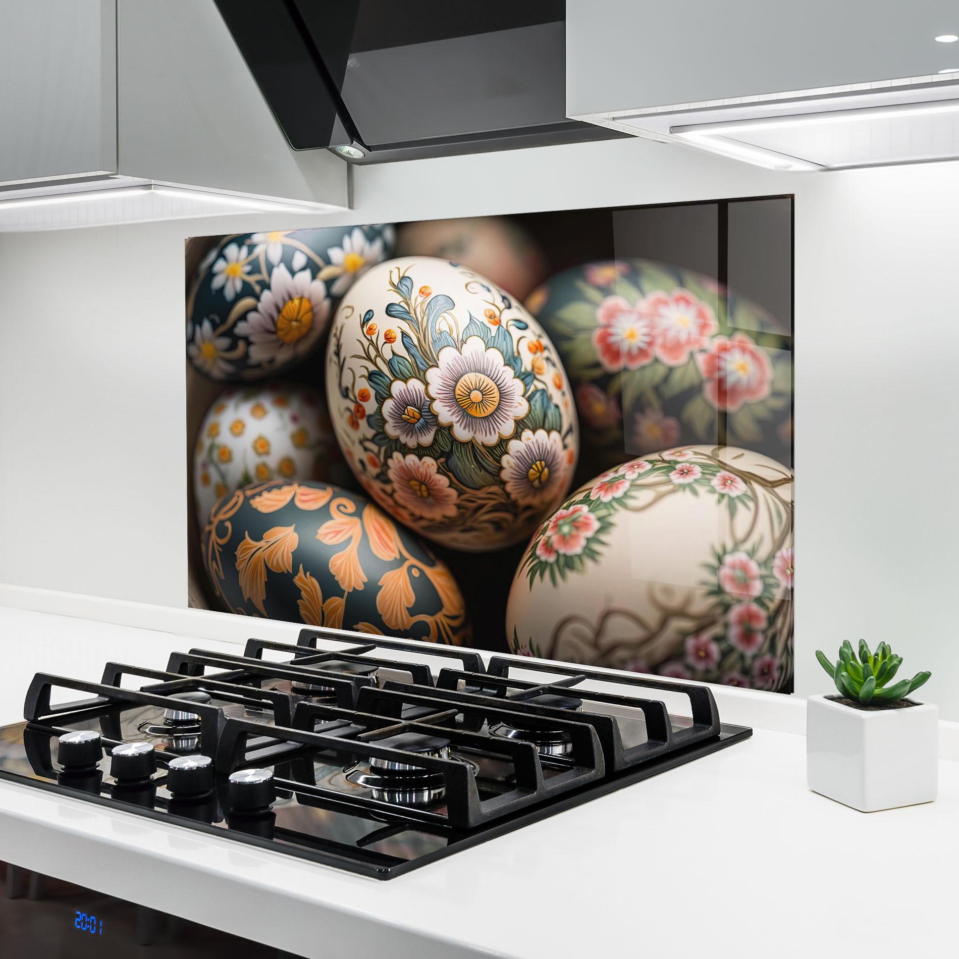 Panel Szklany do Kuchni Floral Painted Eggs mockup 6