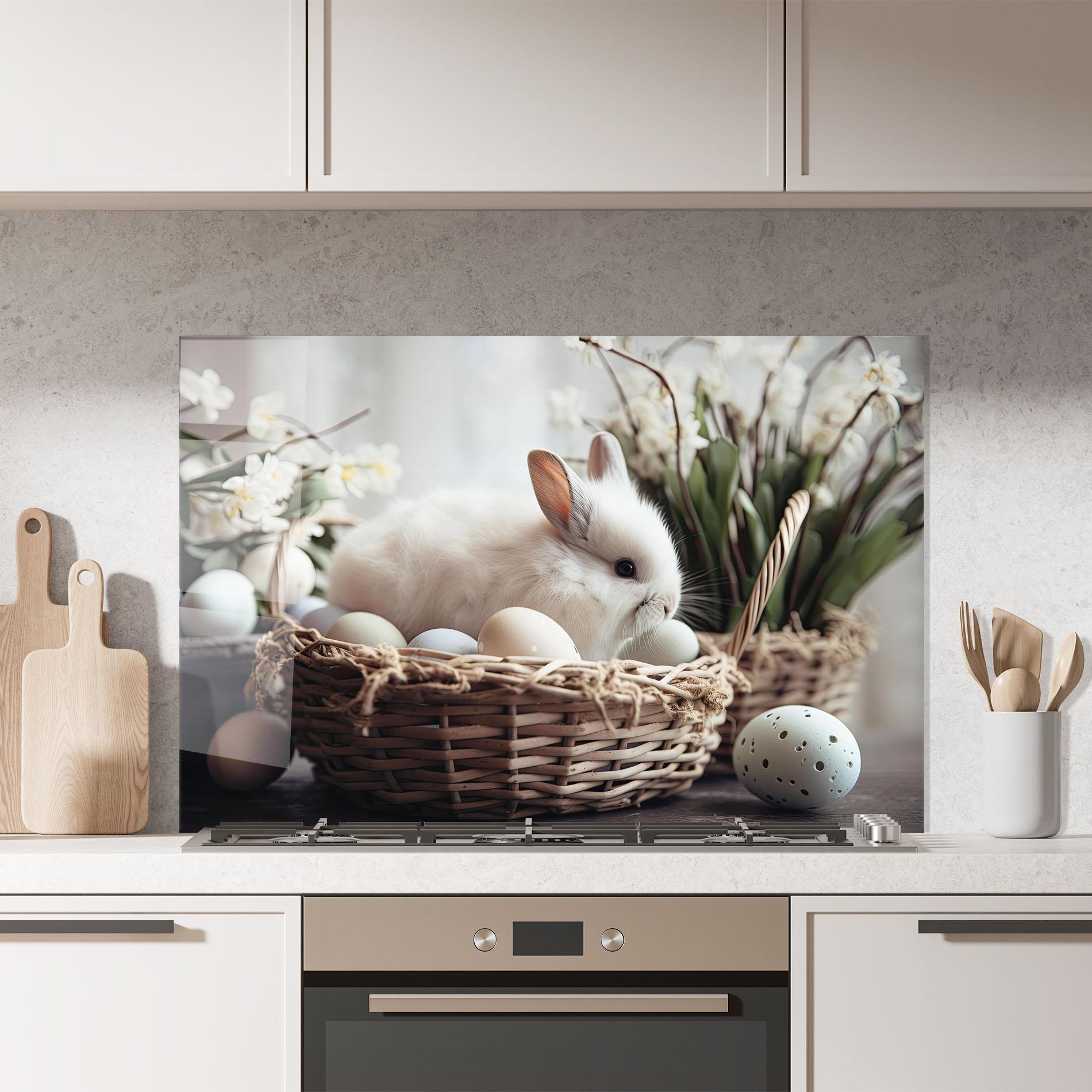 Panel Szklany do Kuchni Cute White Easter Eggs mockup 7