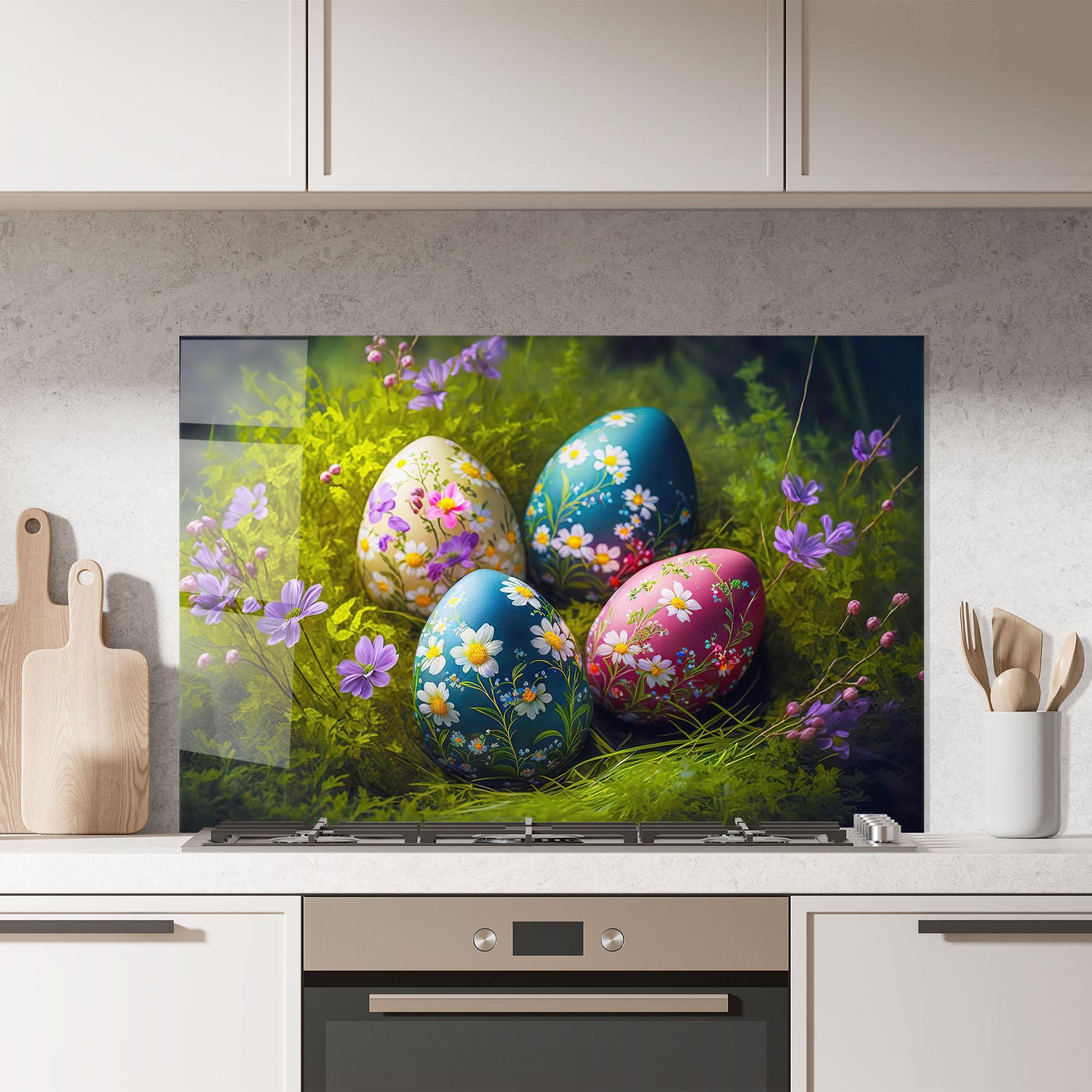 Panel Szklany do Kuchni Floral Ornament Eggs mockup 7