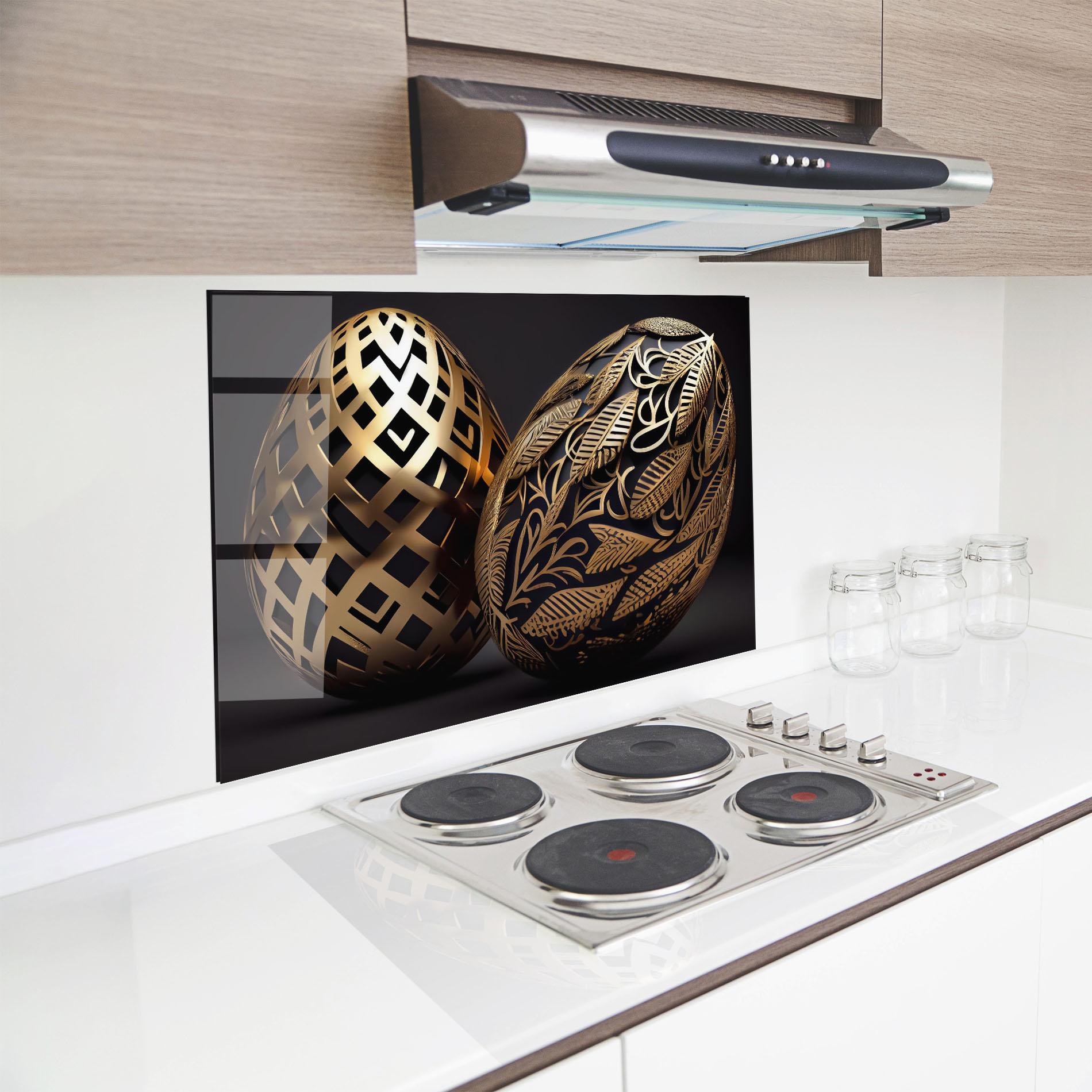 Panel Szklany do Kuchni Black Golden Eggs mockup 8