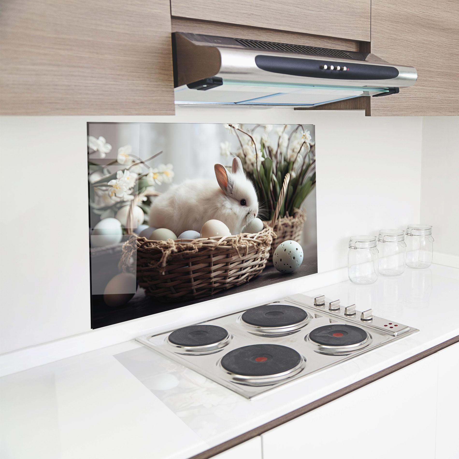 Panel Szklany do Kuchni Cute White Easter Eggs mockup 8