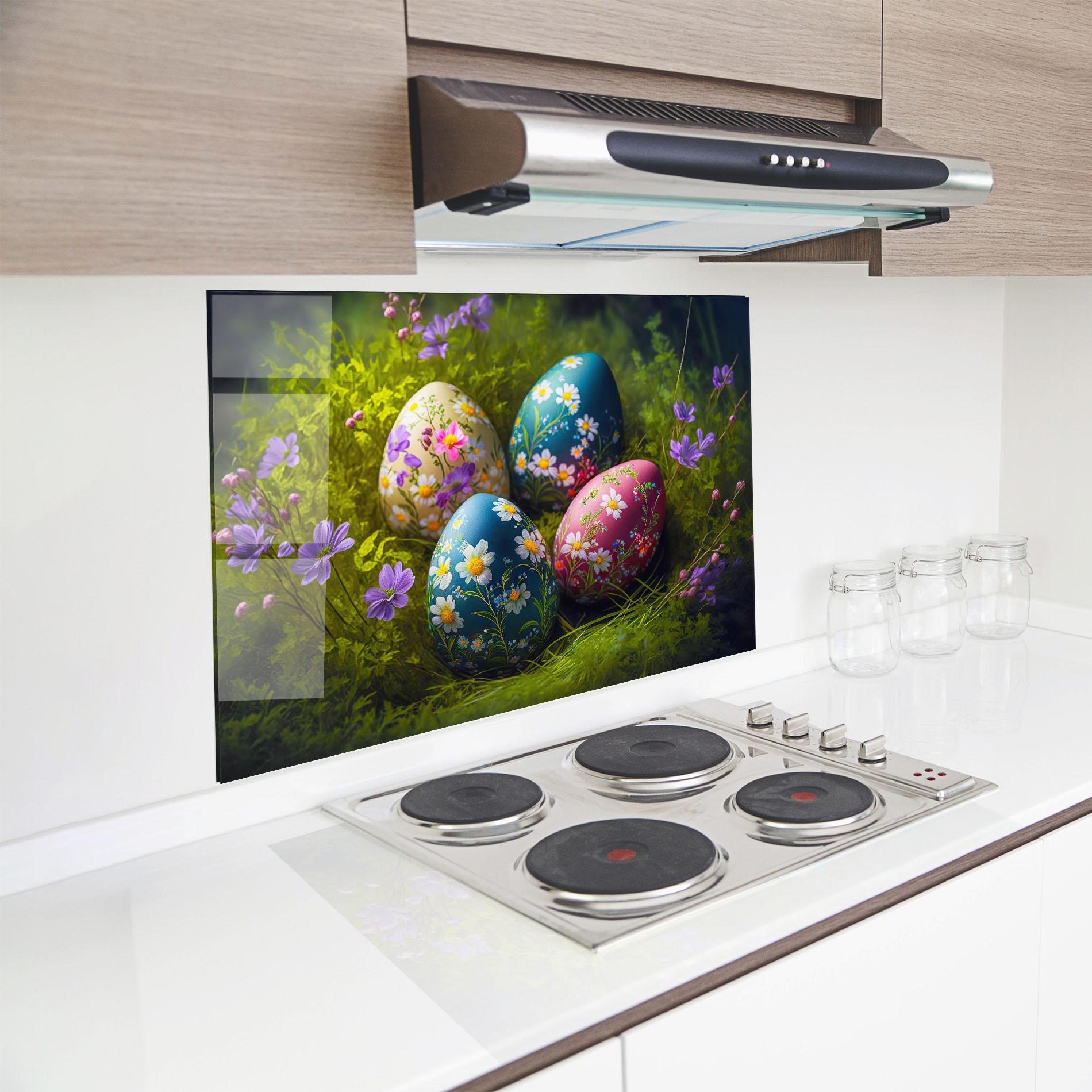 Panel Szklany do Kuchni Floral Ornament Eggs mockup 8