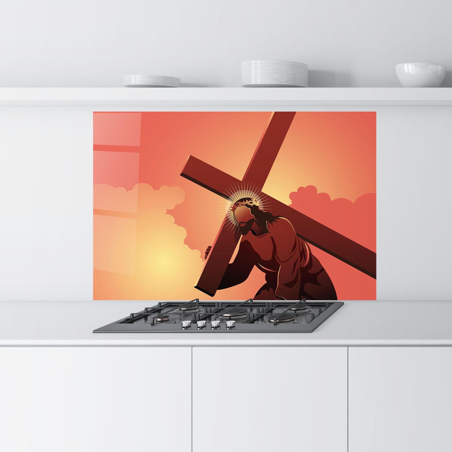 Panel Szklany do Kuchni Holding The Cross mockup 9
