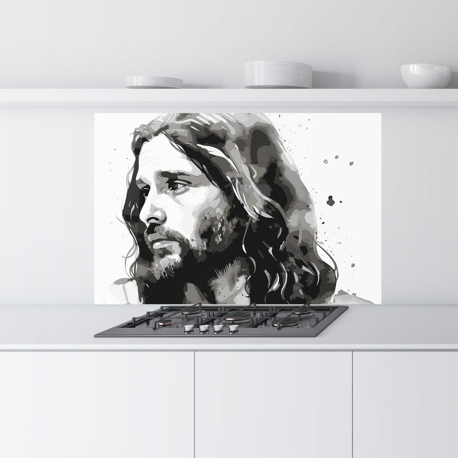 Panel Szklany do Kuchni Jesus Watercolor mockup 9