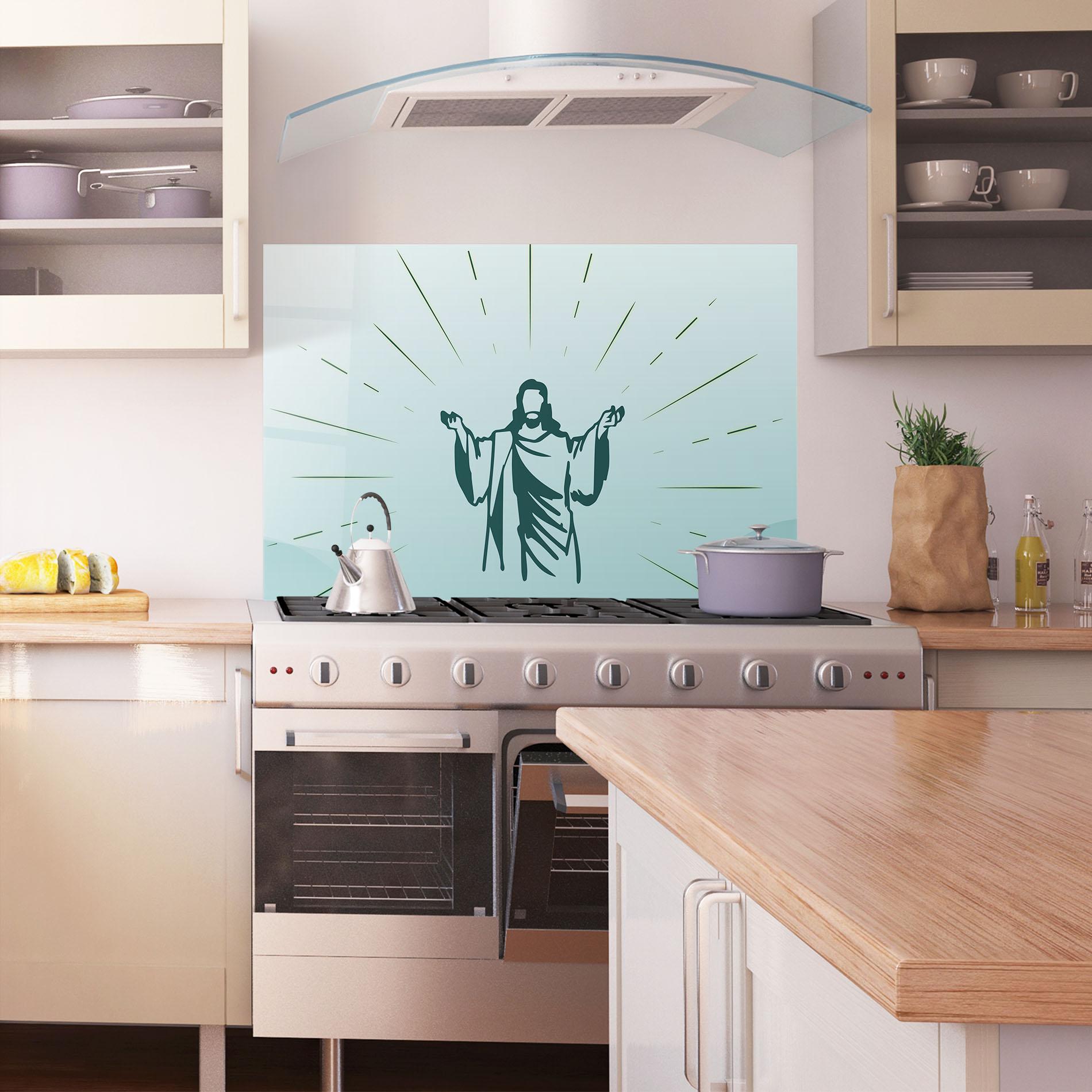 Panel Szklany do Kuchni Blue Art Jesus mockup 1