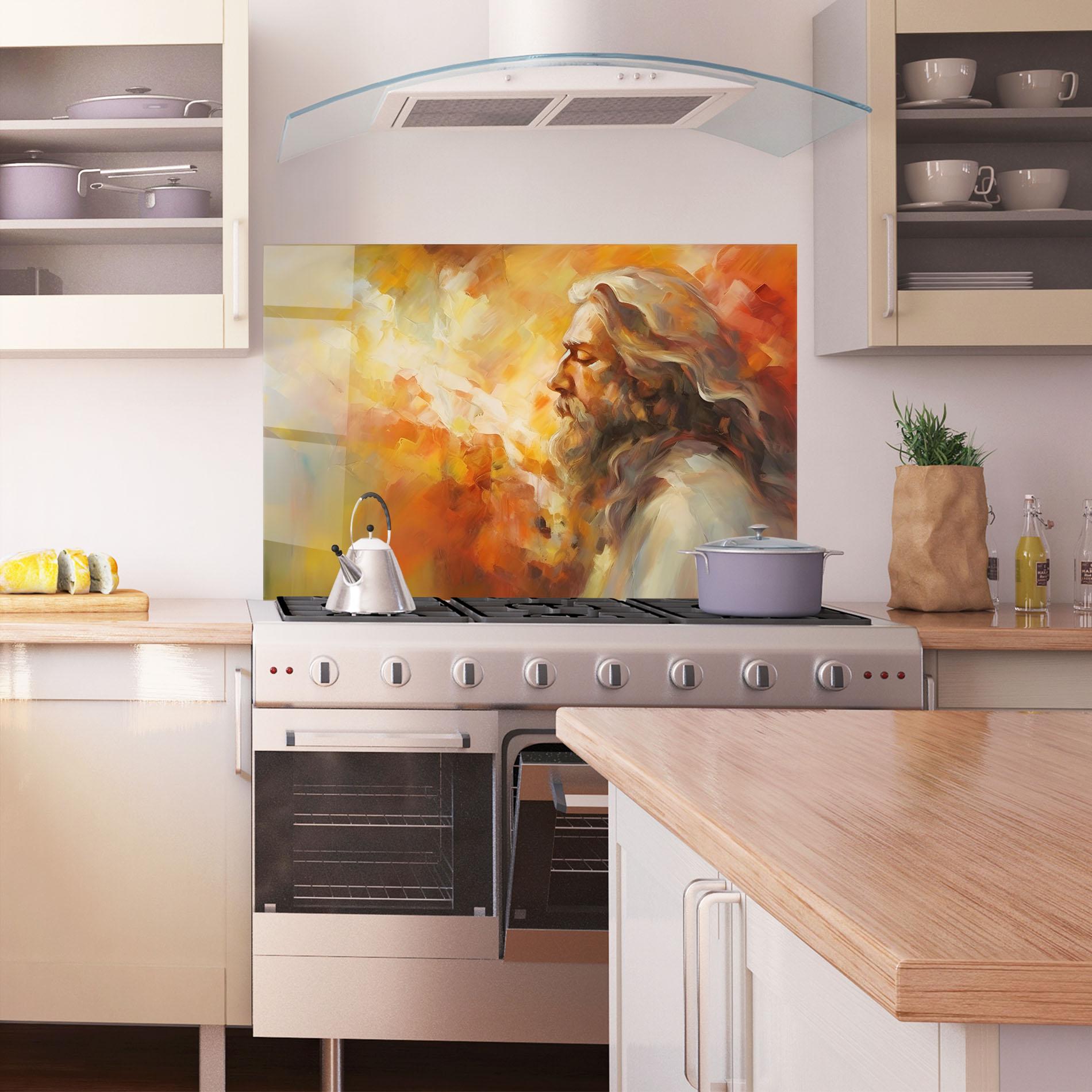 Panel Szklany do Kuchni Christ Oil Painting mockup 1