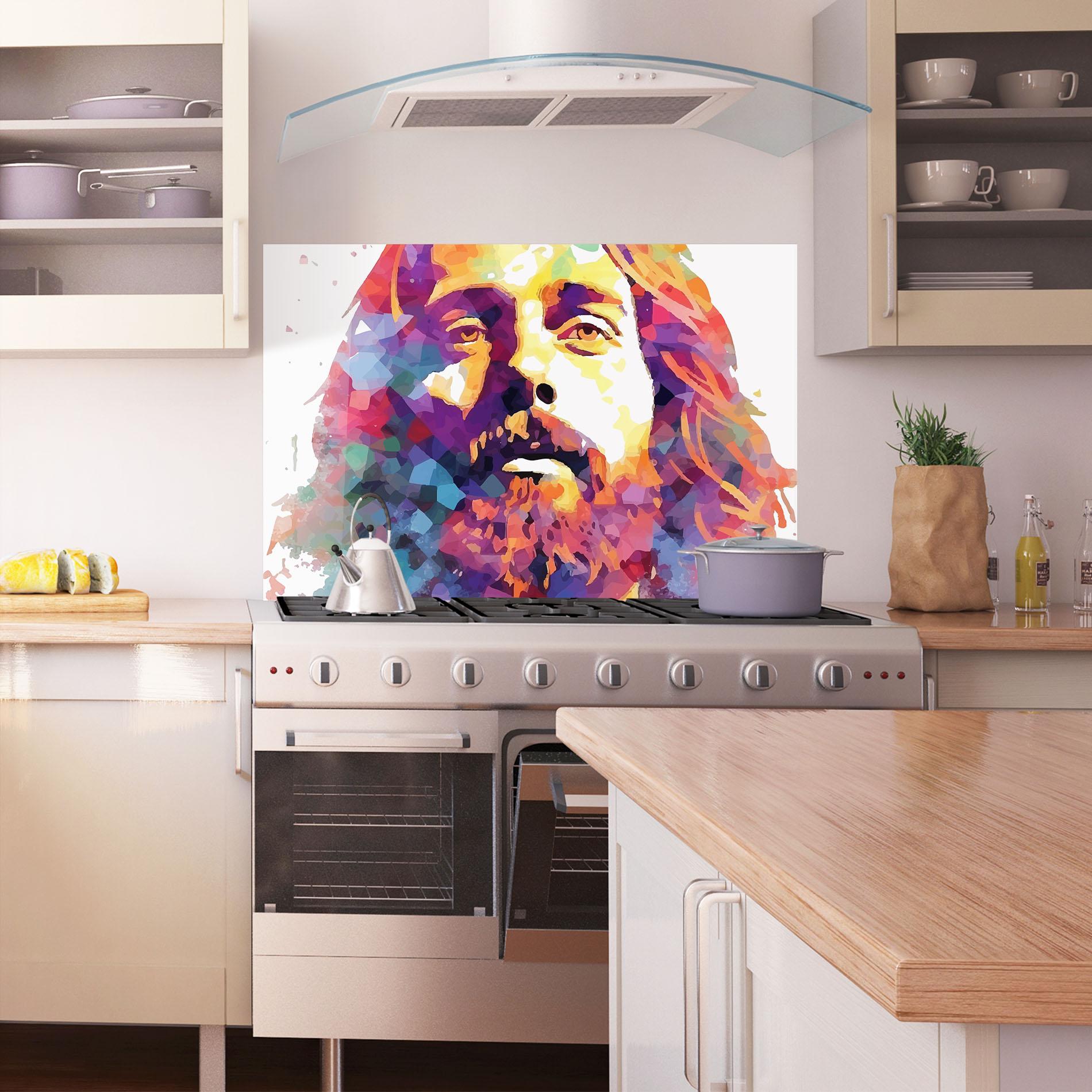 Panel Szklany do Kuchni Colorful Light Jesus mockup 1