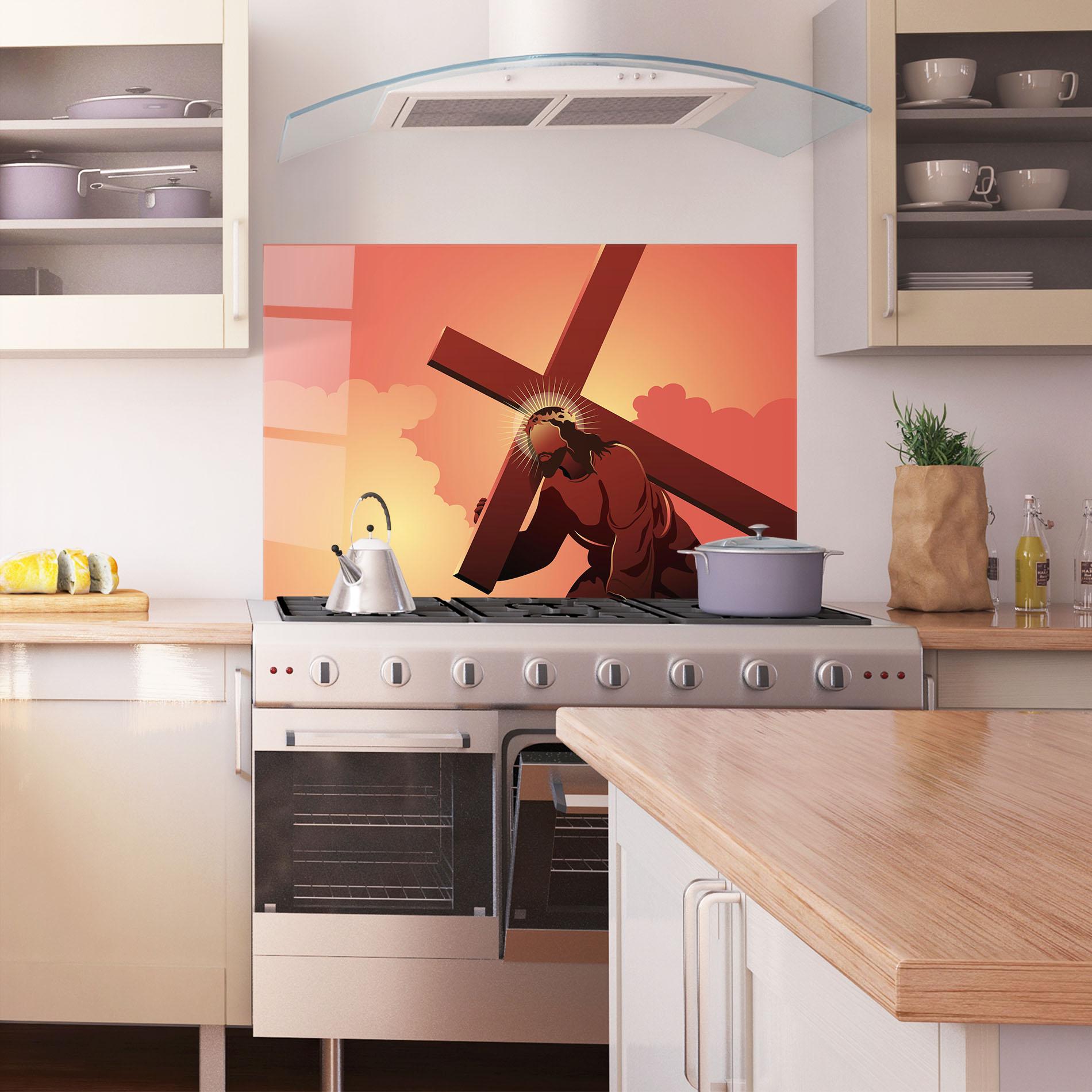 Panel Szklany do Kuchni Holding The Cross mockup 1