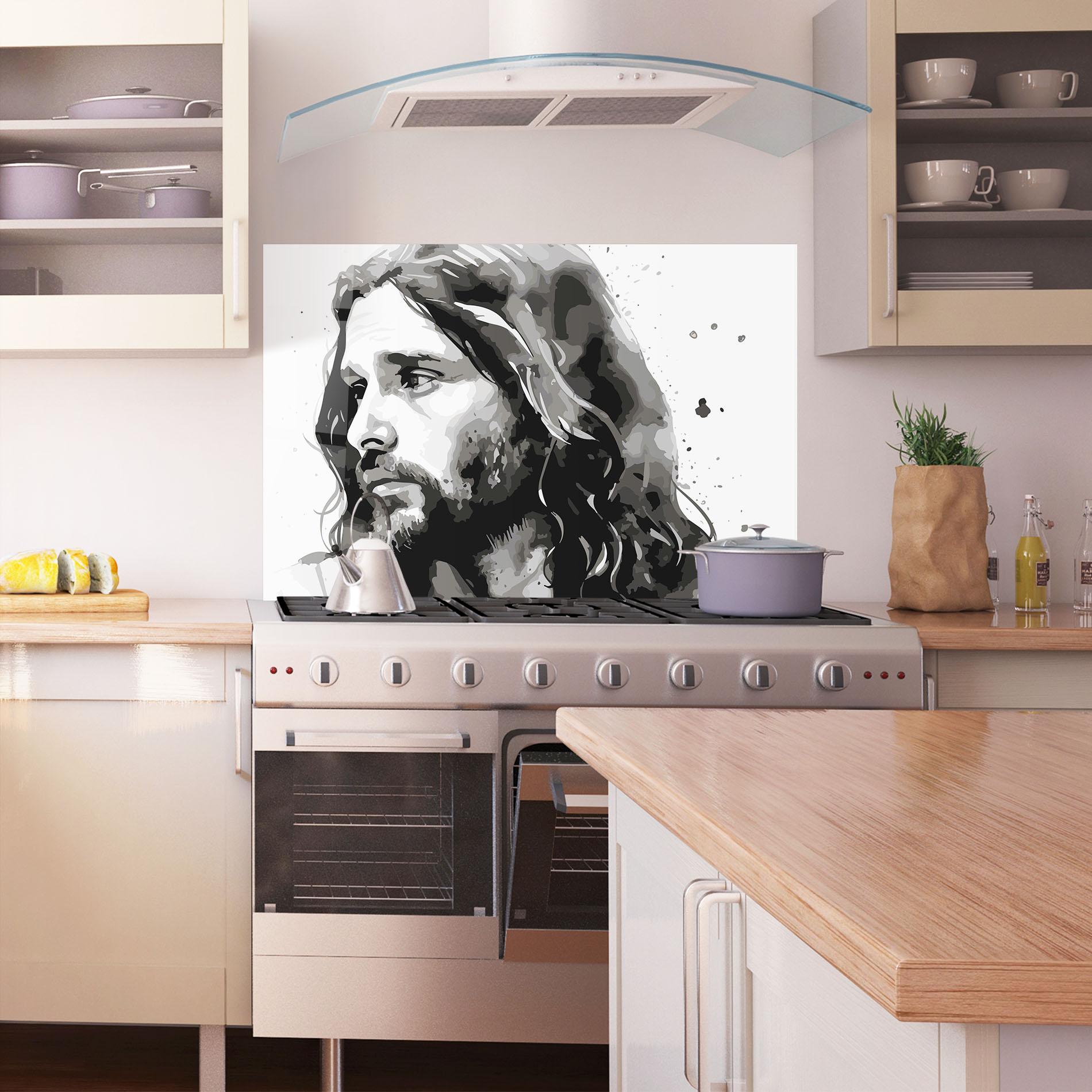Panel Szklany do Kuchni Jesus Watercolor mockup 1