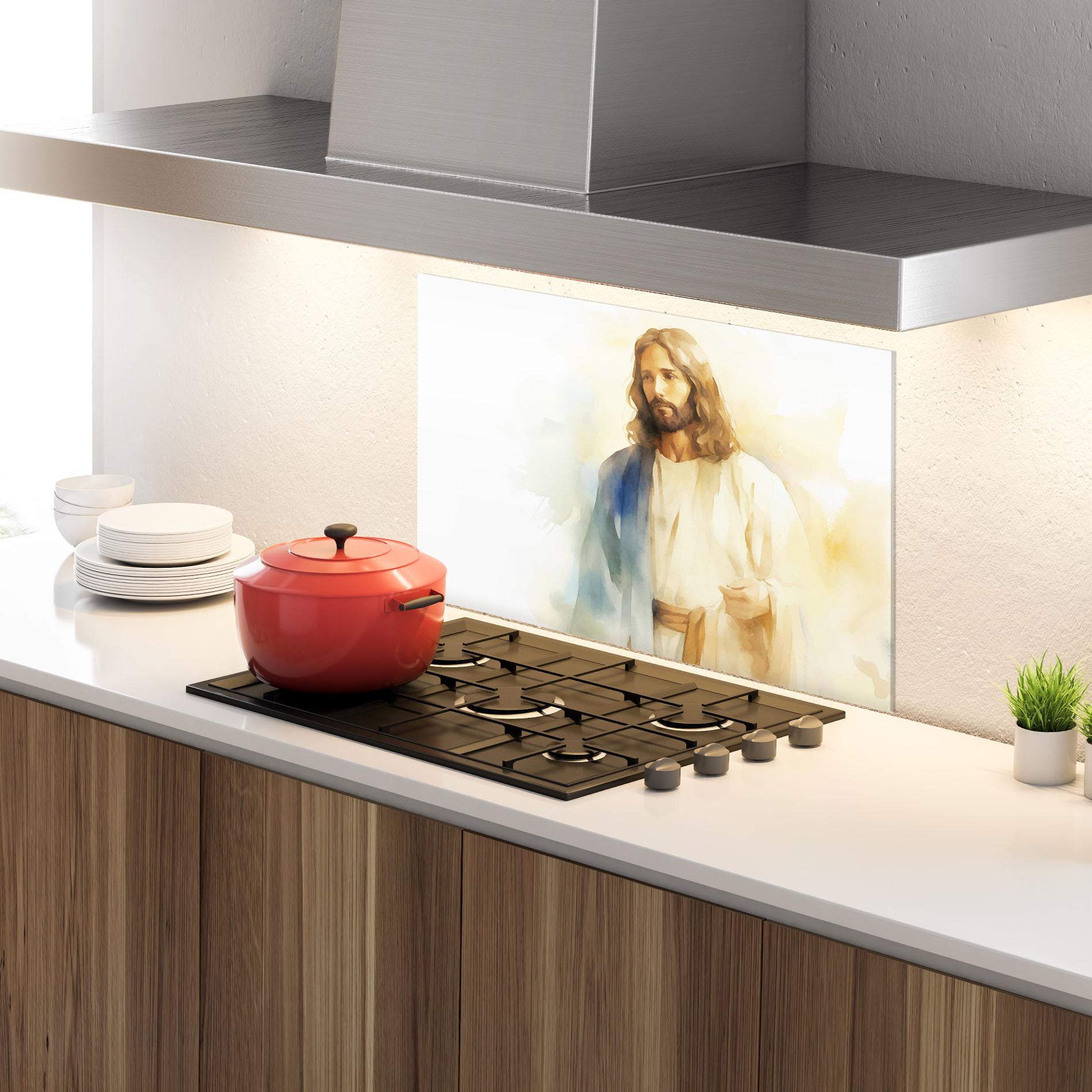 Panel Szklany do Kuchni Jesus Light Art mockup 4