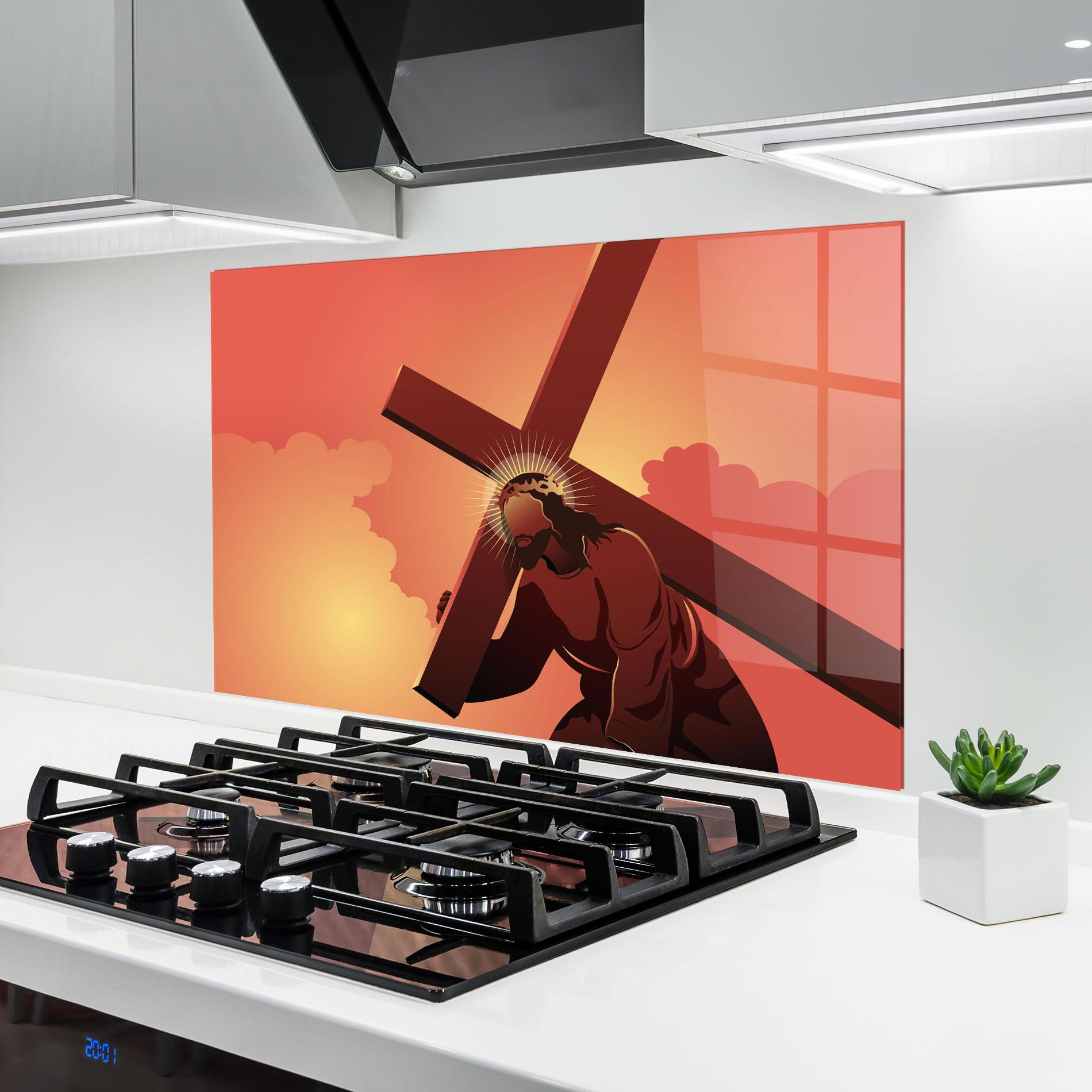 Panel Szklany do Kuchni Holding The Cross mockup 6