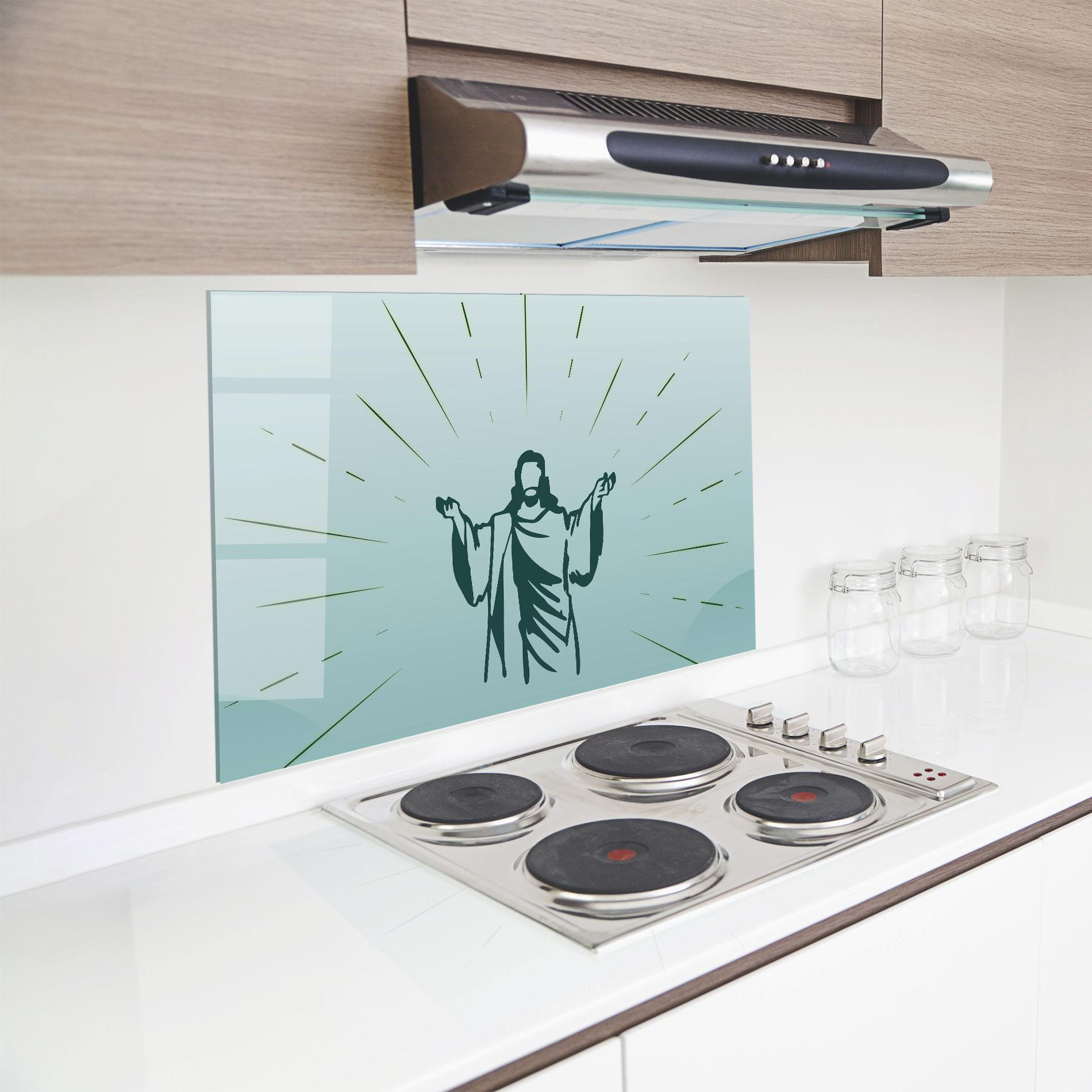 Panel Szklany do Kuchni Blue Art Jesus mockup 8