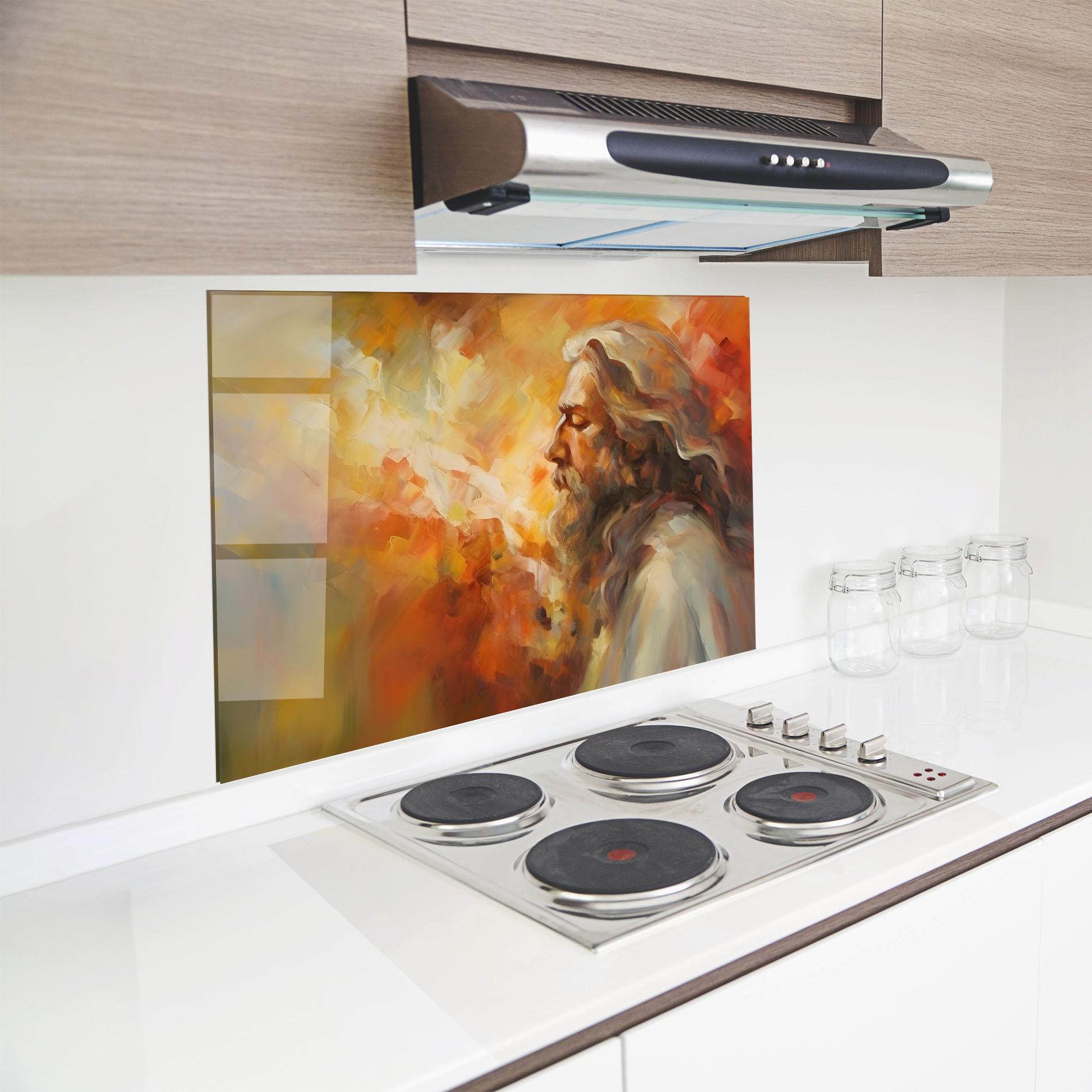 Panel Szklany do Kuchni Christ Oil Painting mockup 8