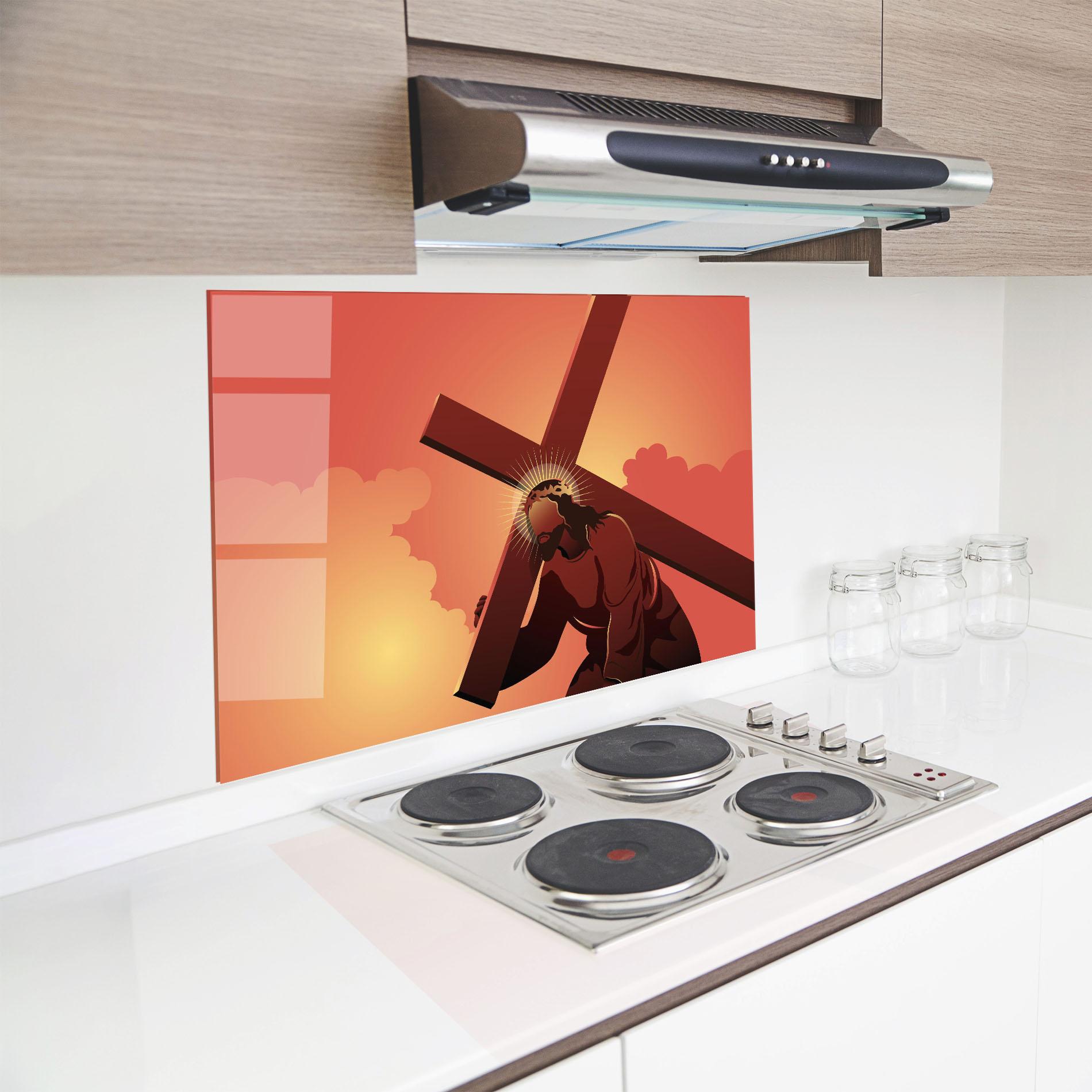Panel Szklany do Kuchni Holding The Cross mockup 8