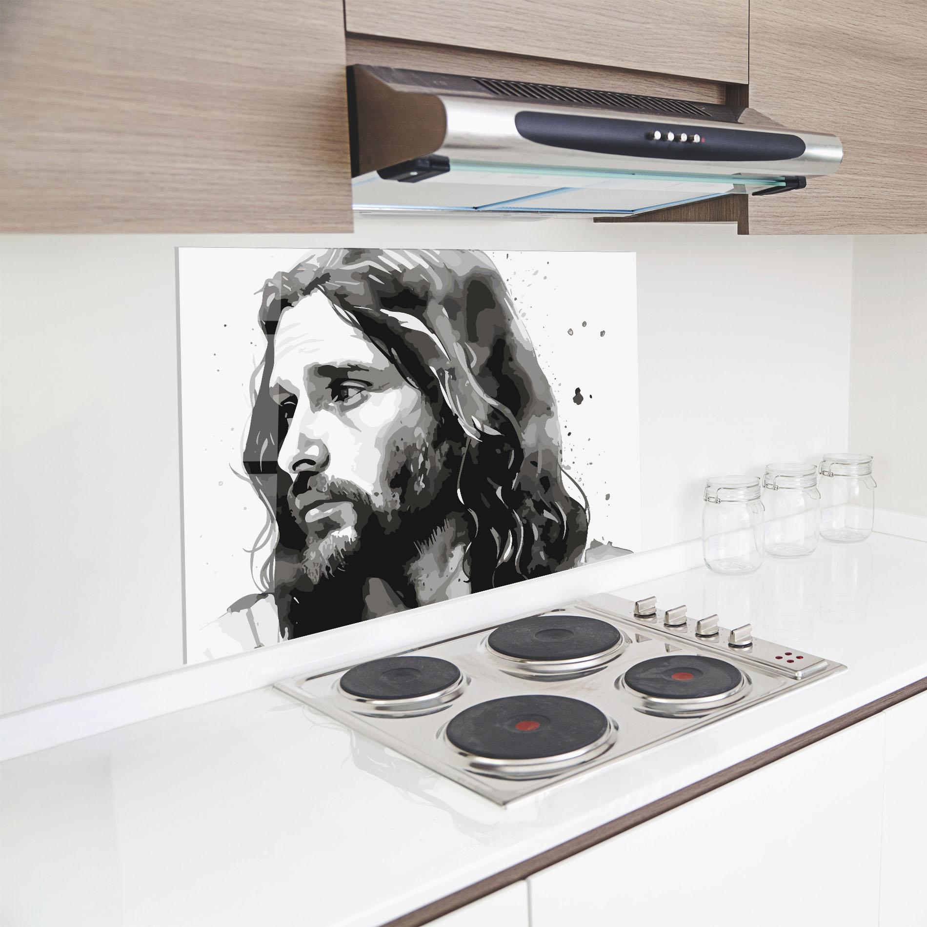 Panel Szklany do Kuchni Jesus Watercolor mockup 8