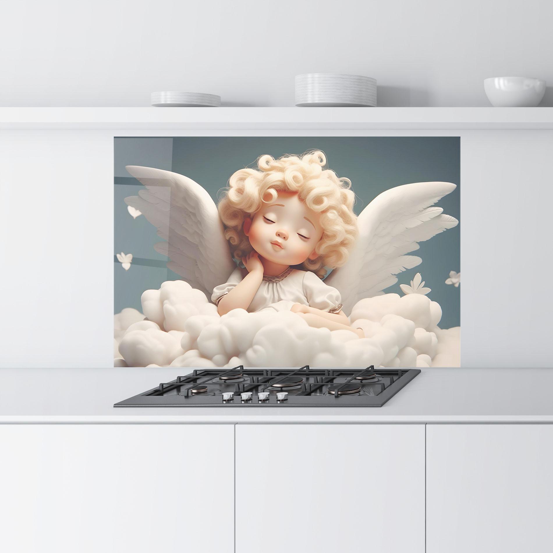 Panel Szklany do Kuchni Statue Baby Angel mockup 9