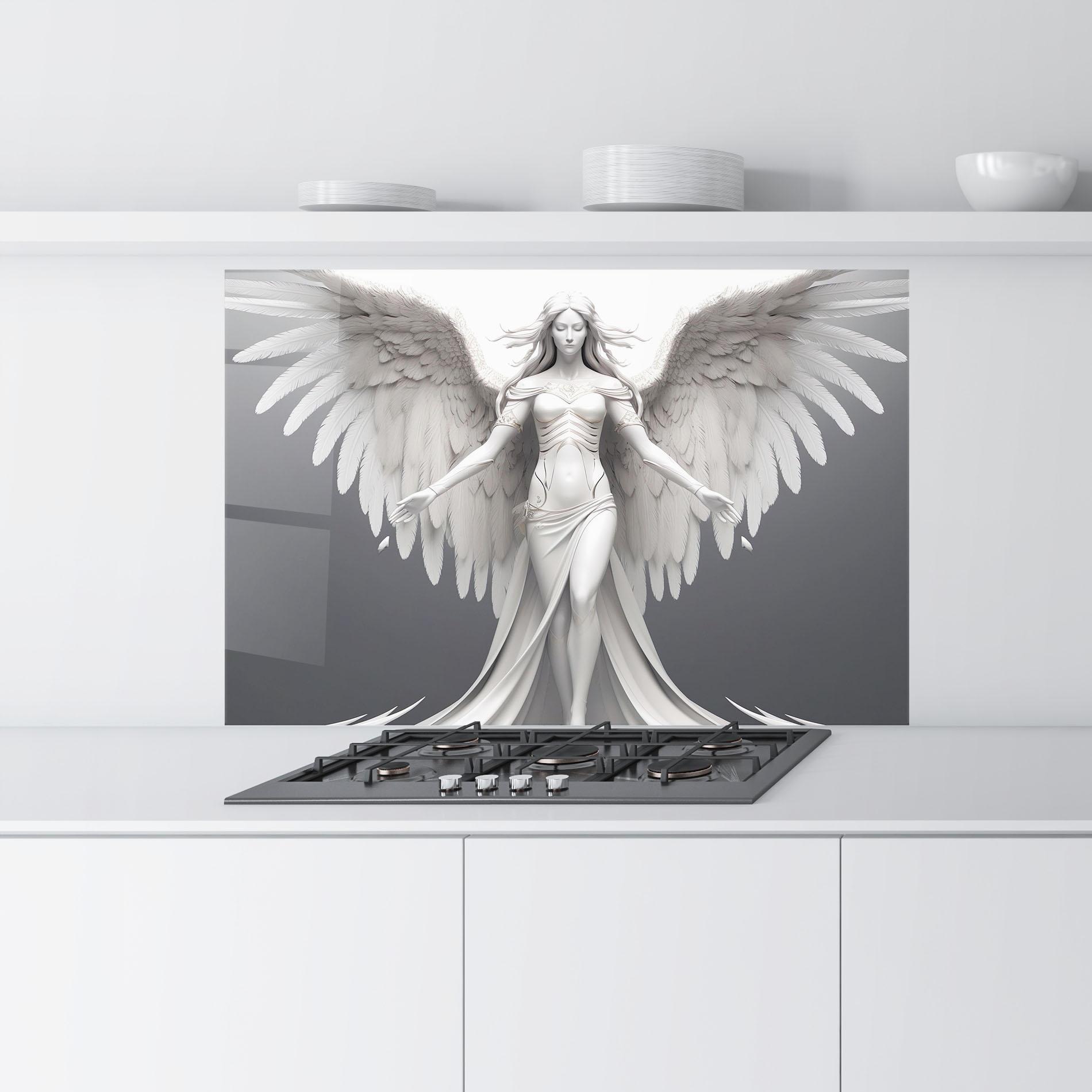 Panel Szklany do Kuchni White Stone Woman mockup 9