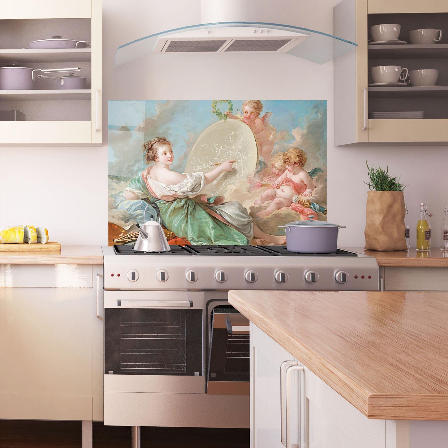 Panel Szklany do Kuchni Painting Cute Angels mockup 1