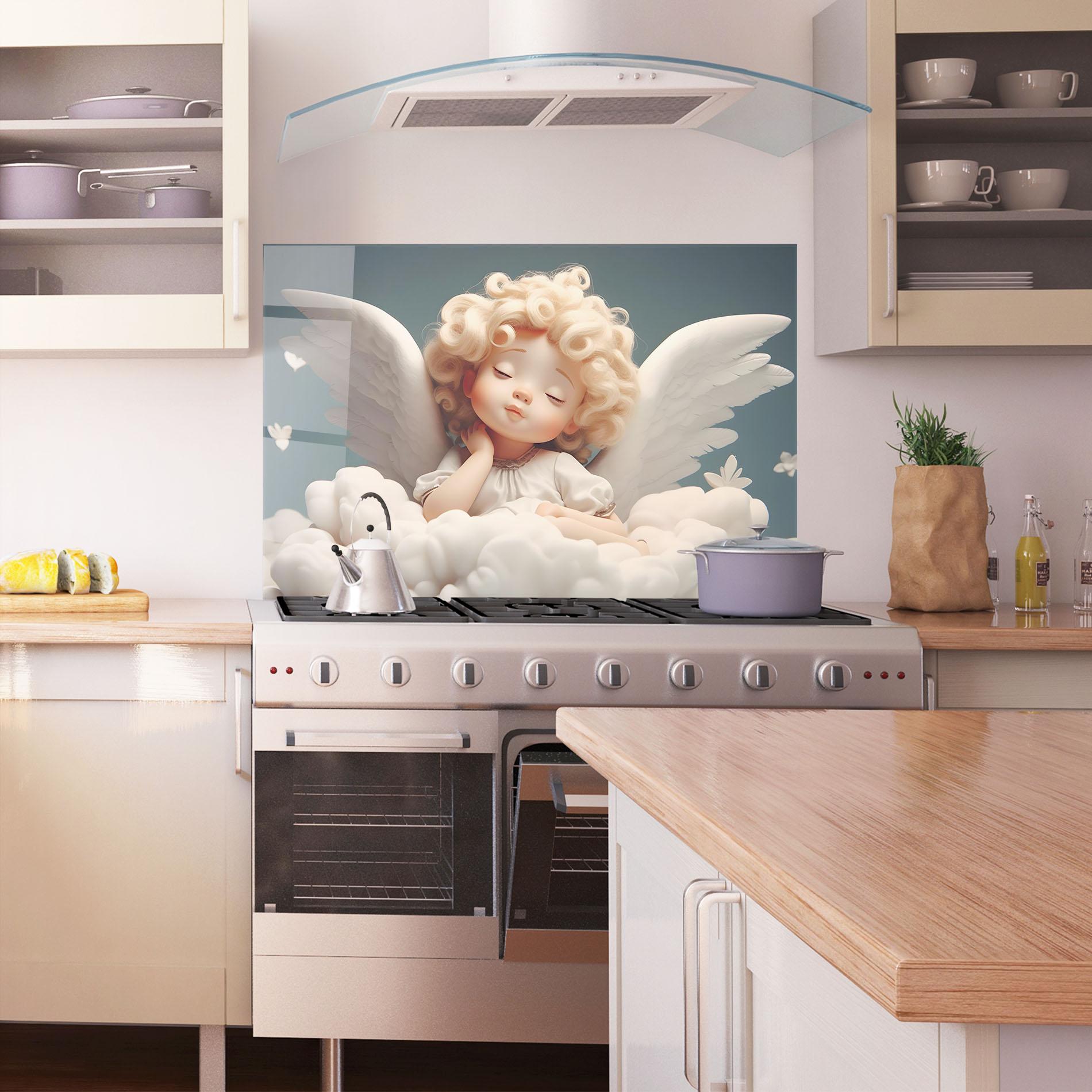 Panel Szklany do Kuchni Statue Baby Angel mockup 1