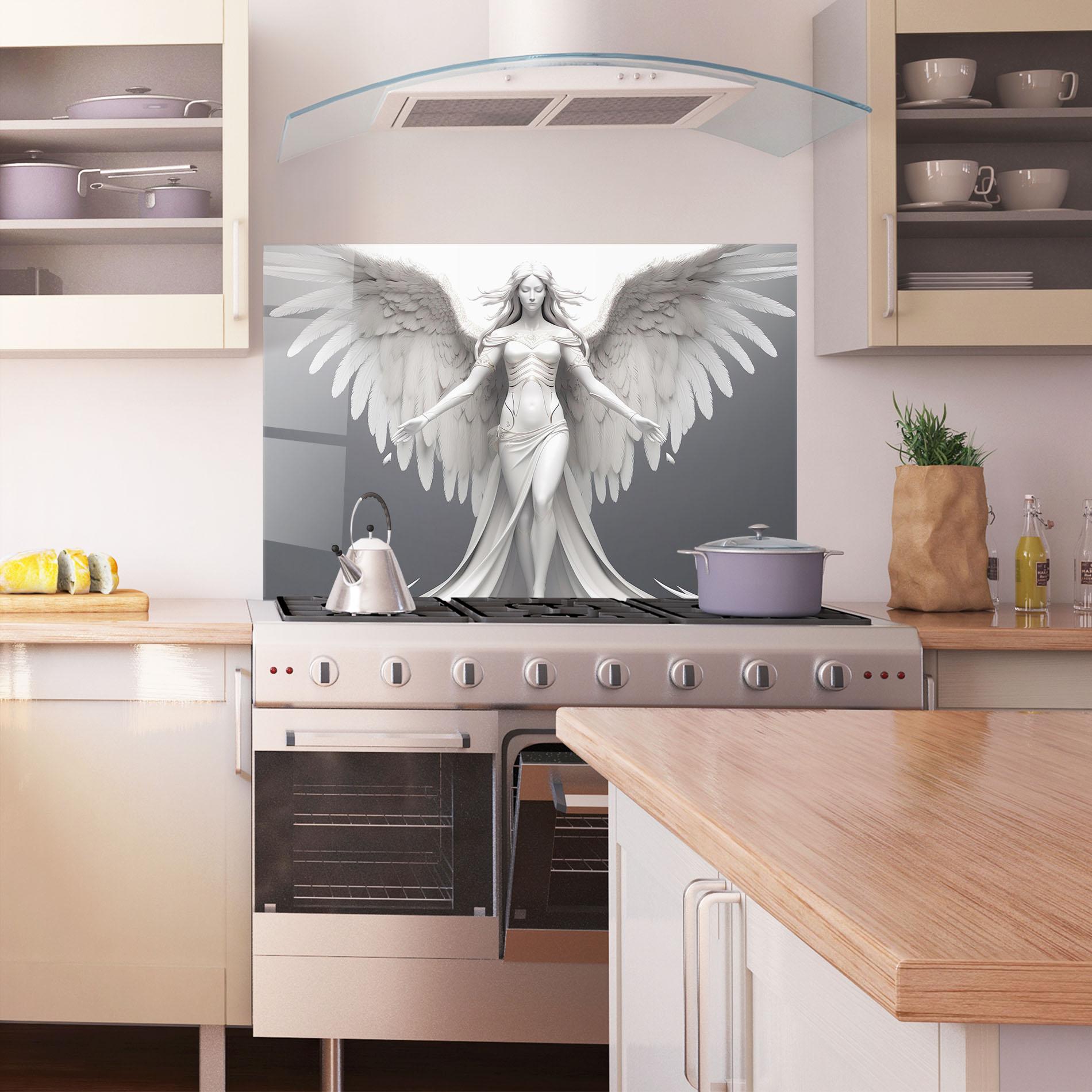 Panel Szklany do Kuchni White Stone Woman mockup 1