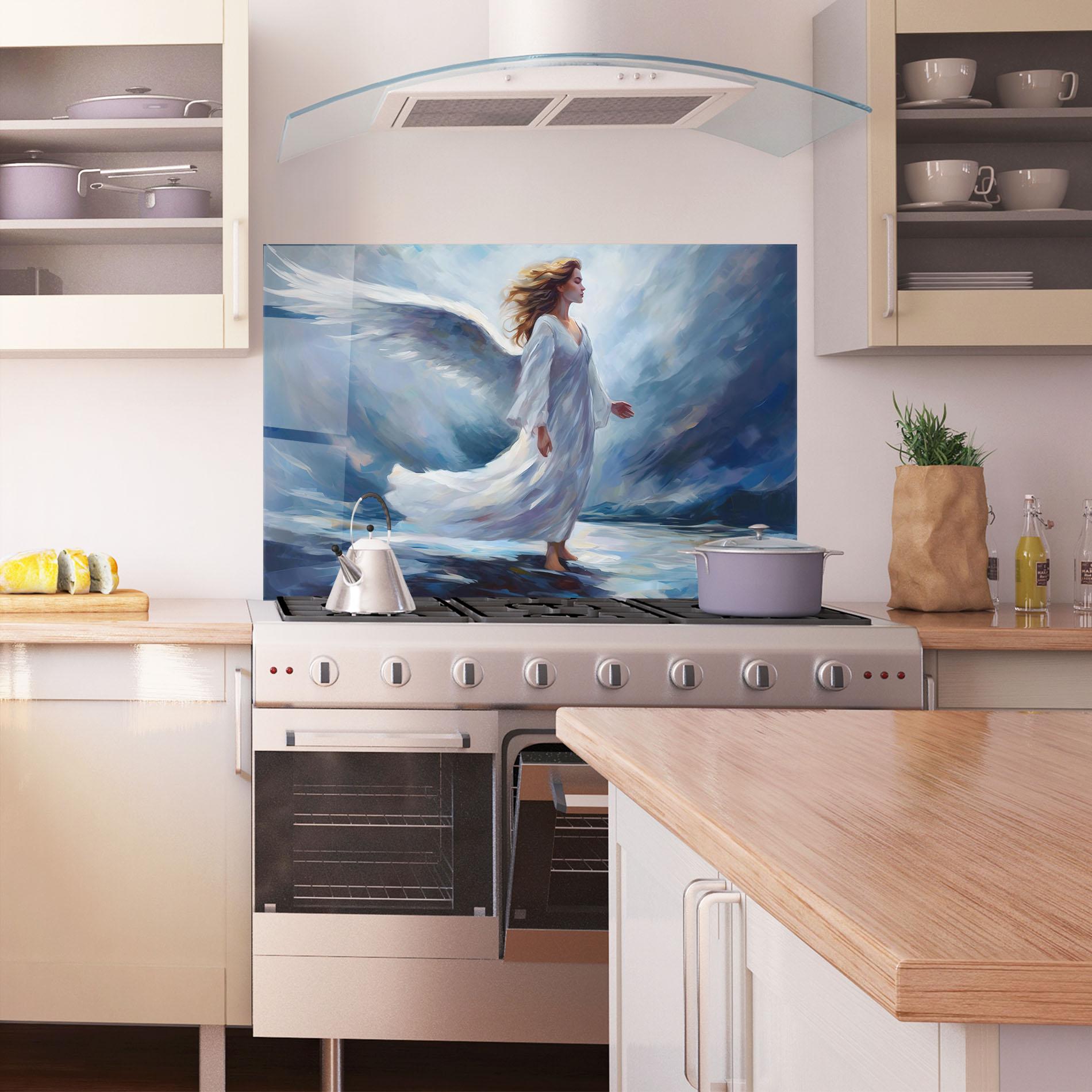 Panel Szklany do Kuchni Wind Angel Woman mockup 1