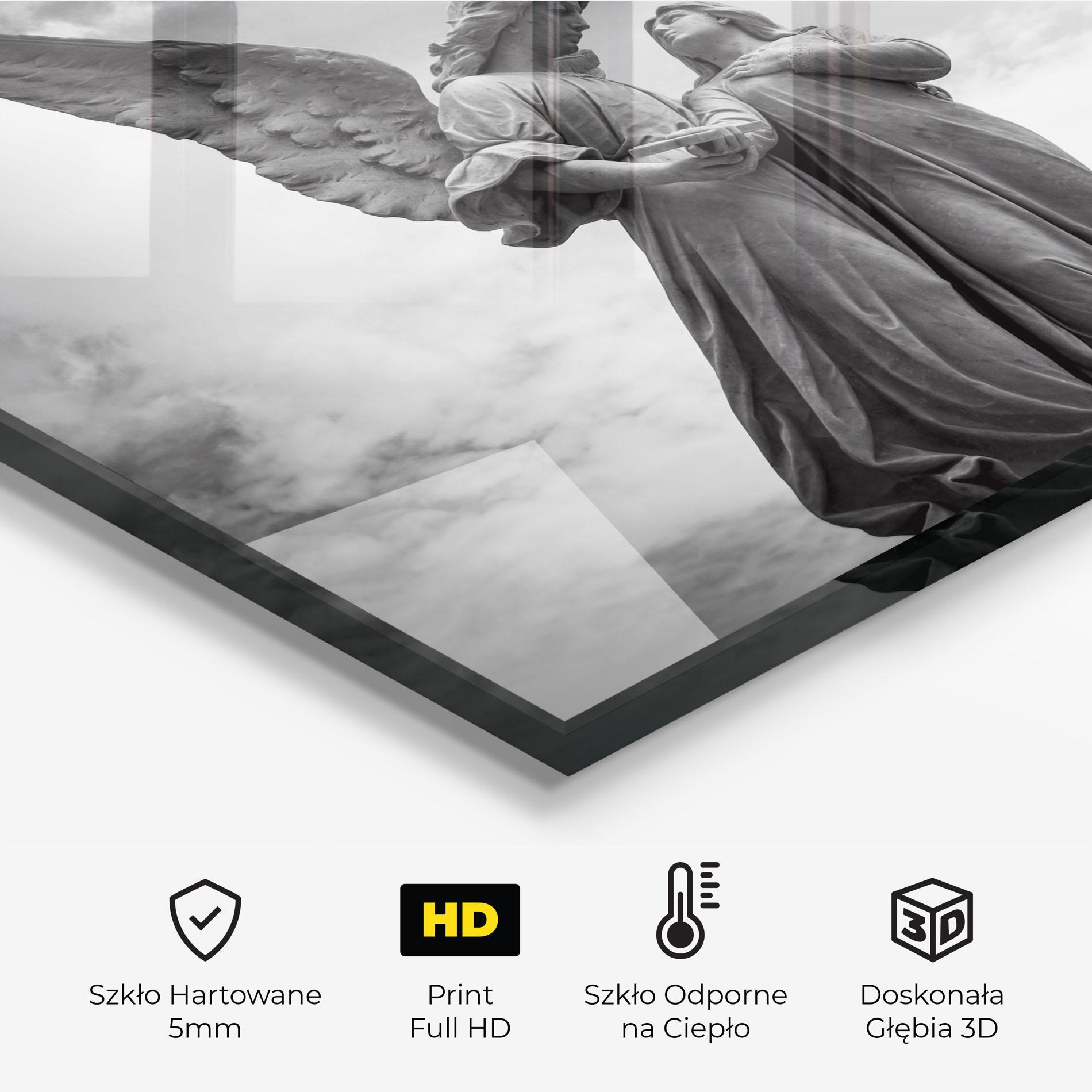 Panel Szklany do Kuchni Grey Stone Angels mockup 2