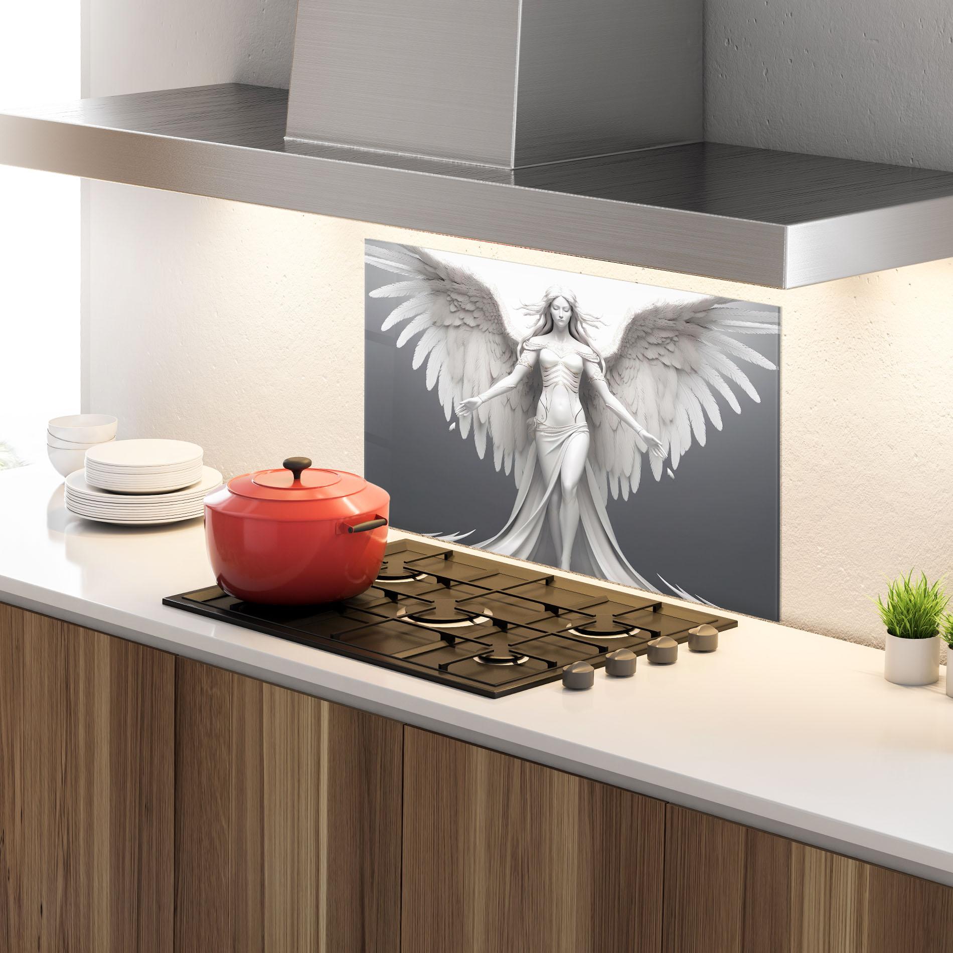 Panel Szklany do Kuchni White Stone Woman mockup 4