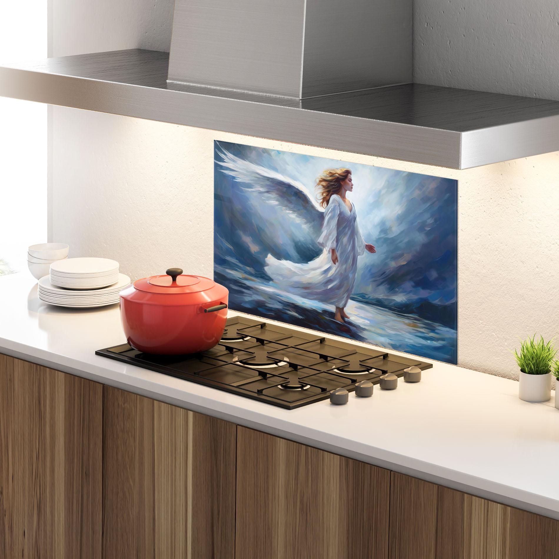 Panel Szklany do Kuchni Wind Angel Woman mockup 4