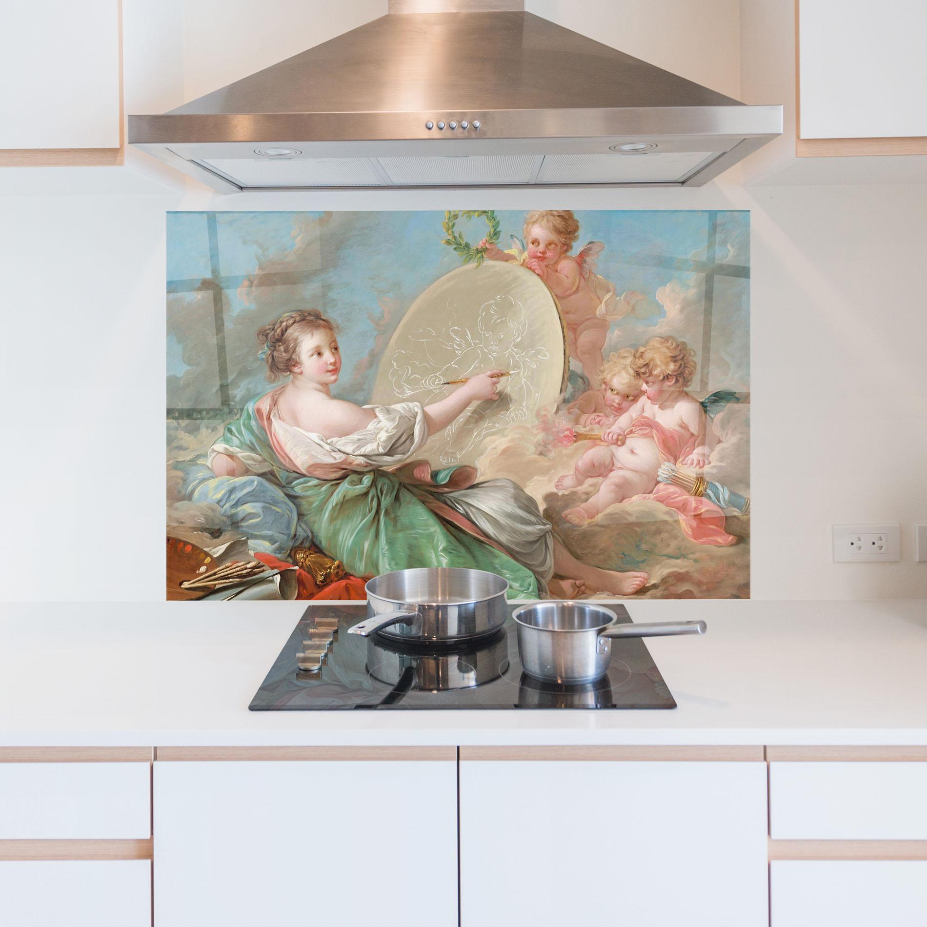 Panel Szklany do Kuchni Painting Cute Angels mockup 5