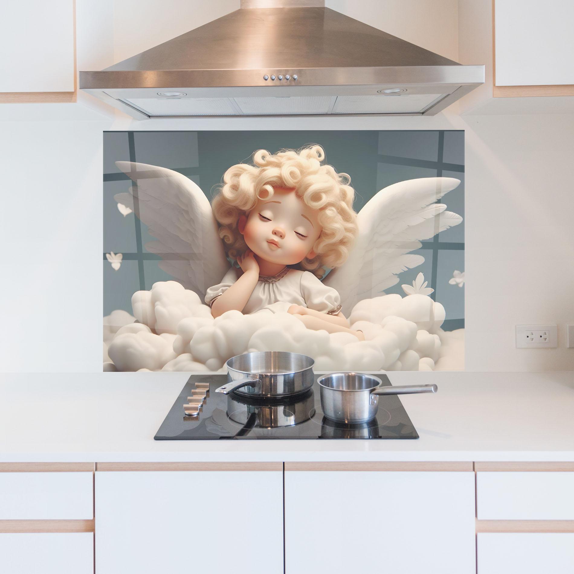 Panel Szklany do Kuchni Statue Baby Angel mockup 5