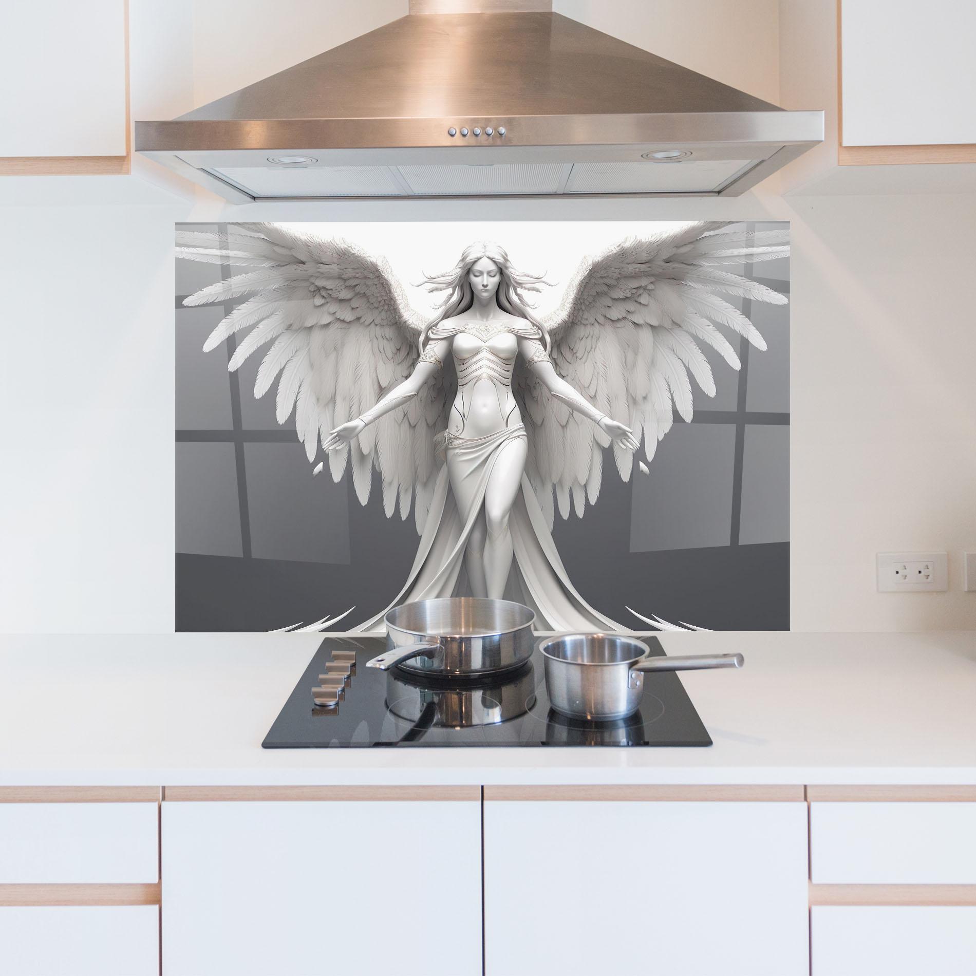 Panel Szklany do Kuchni White Stone Woman mockup 5