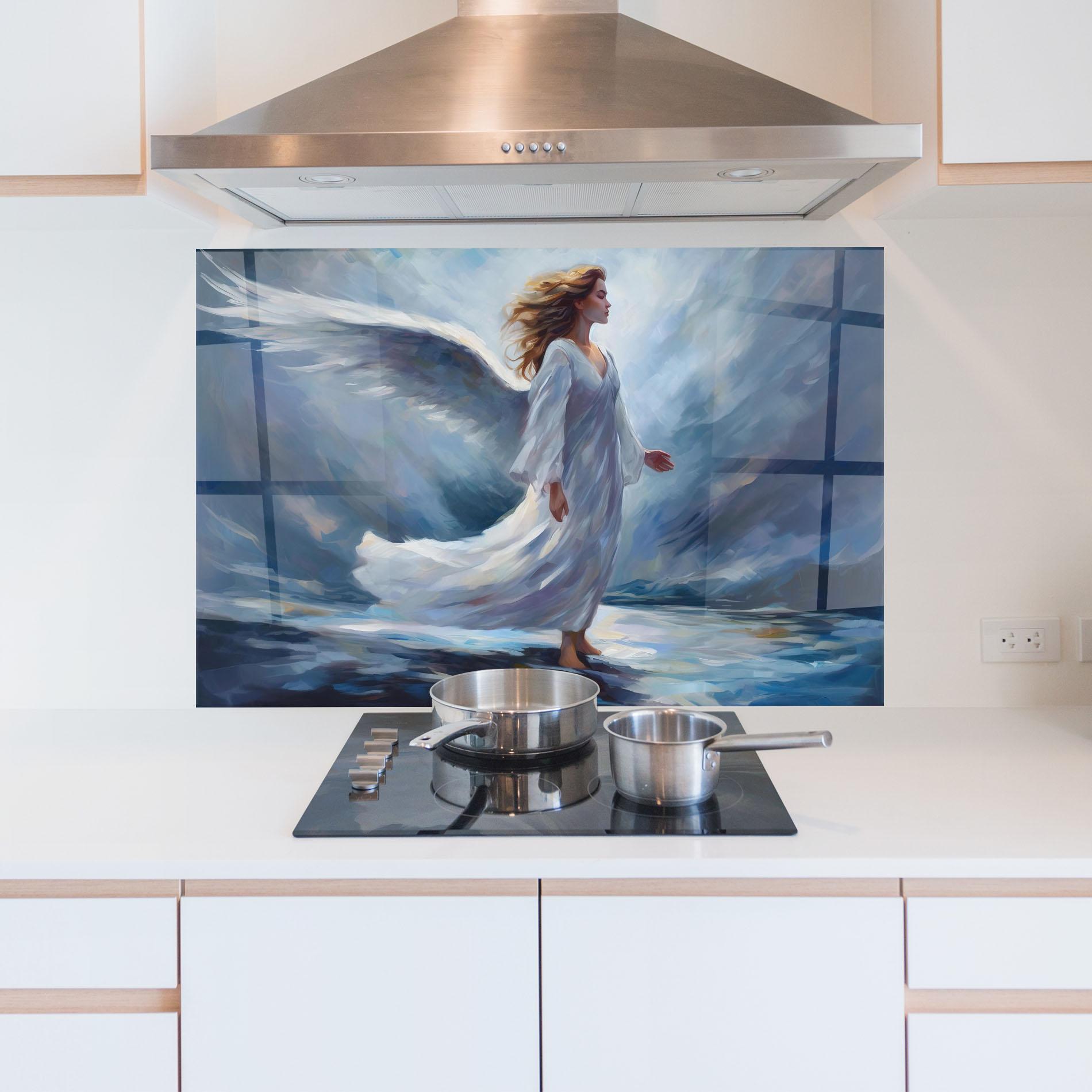 Panel Szklany do Kuchni Wind Angel Woman mockup 5