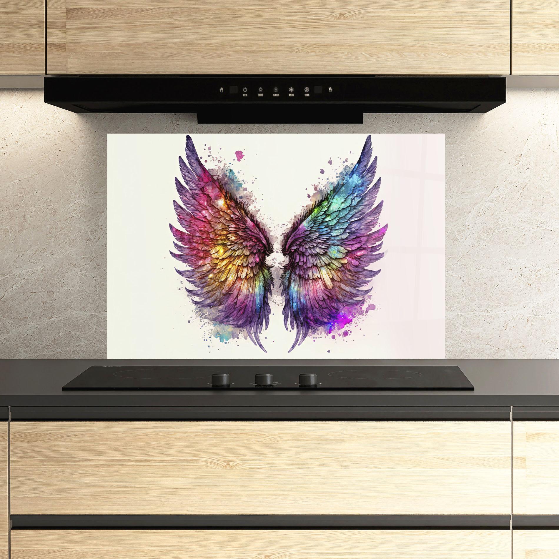 Panel Szklany do Kuchni Magic Watercolor Wings mockup 3