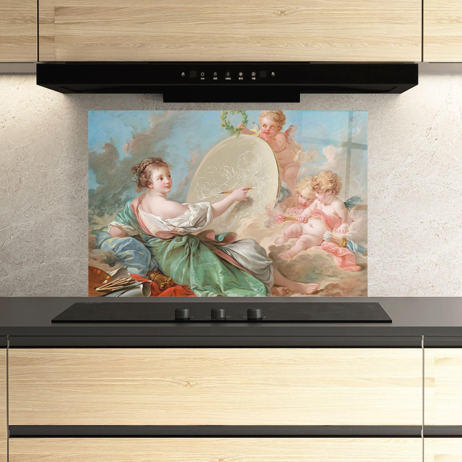 Panel Szklany do Kuchni Painting Cute Angels mockup 3