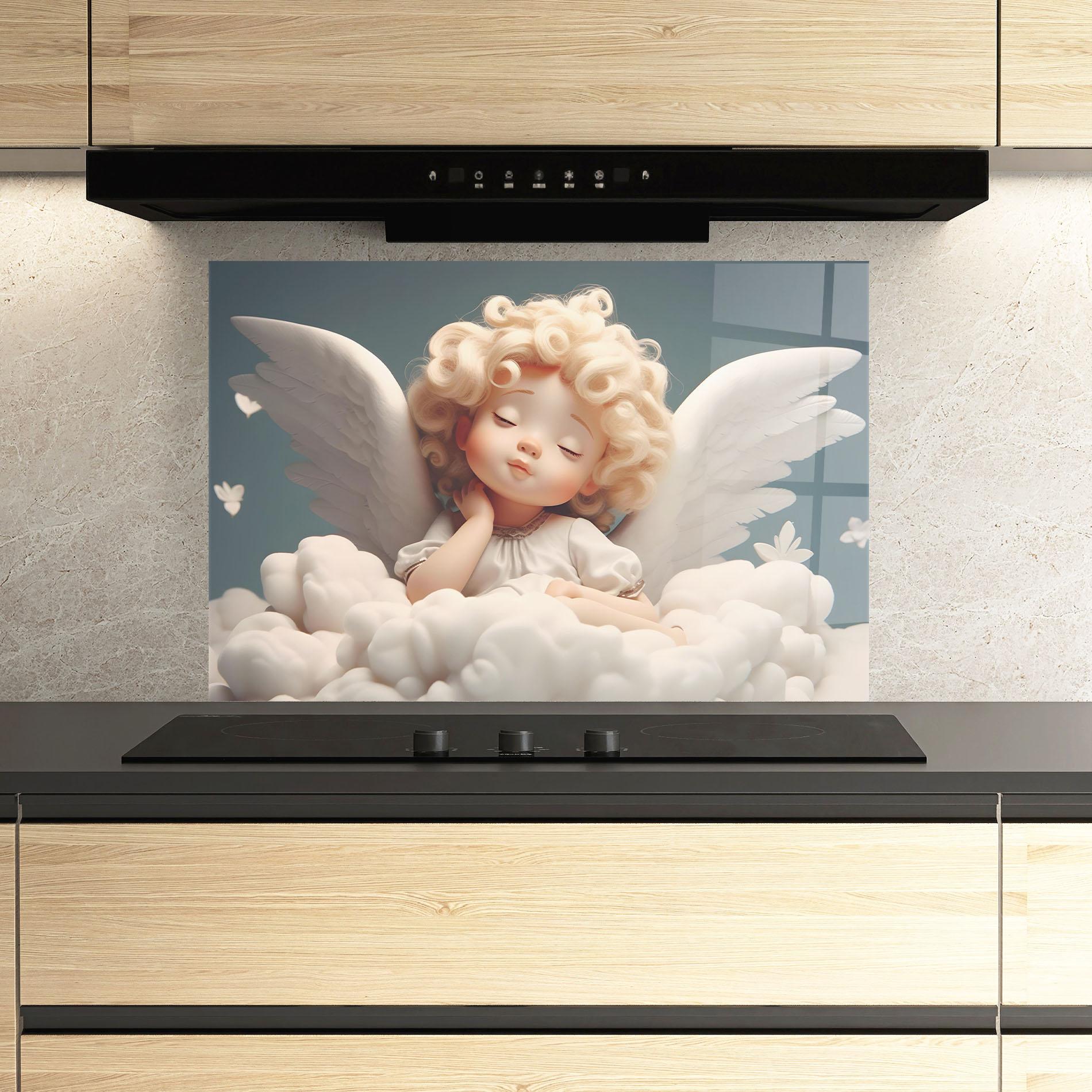 Panel Szklany do Kuchni Statue Baby Angel mockup 3
