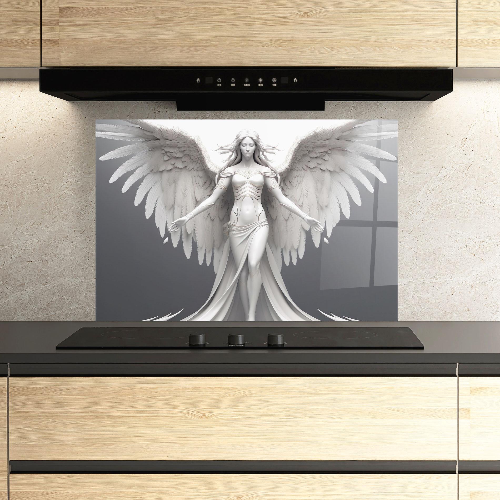 Panel Szklany do Kuchni White Stone Woman mockup 3