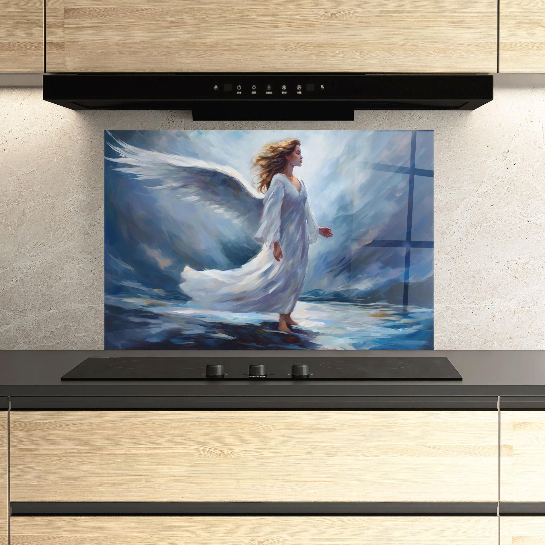Panel Szklany do Kuchni Wind Angel Woman mockup 3