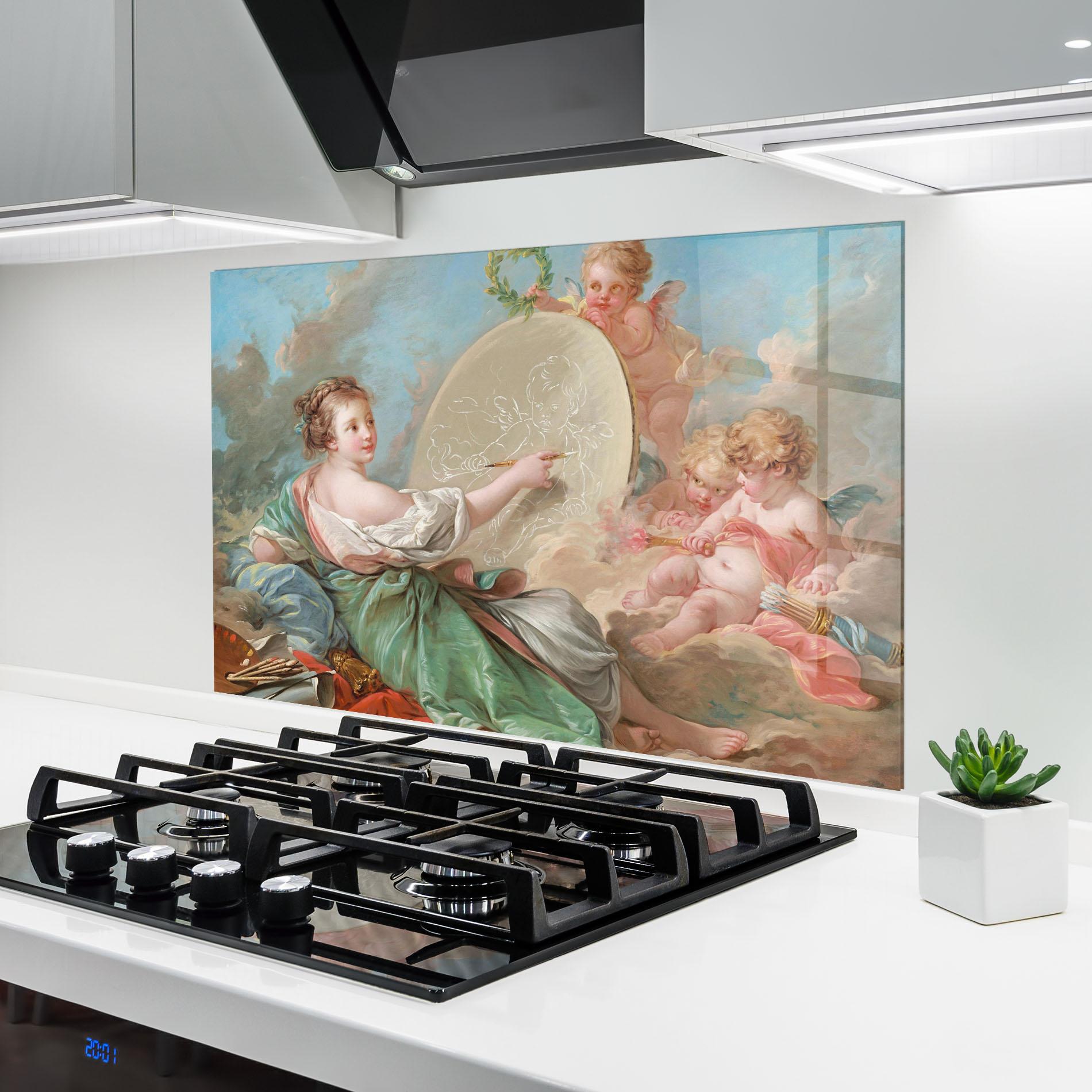 Panel Szklany do Kuchni Painting Cute Angels mockup 6