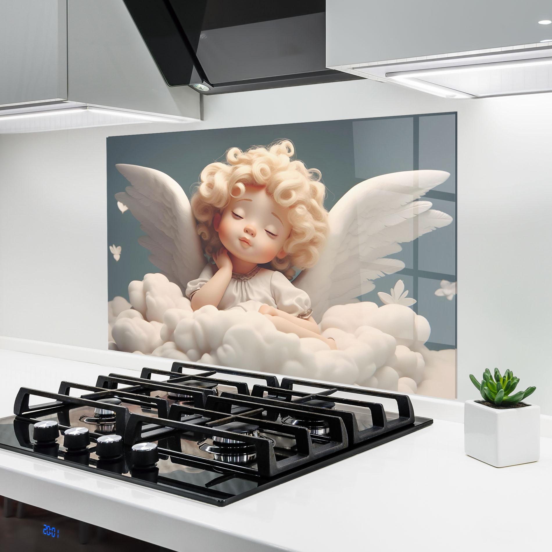 Panel Szklany do Kuchni Statue Baby Angel mockup 6