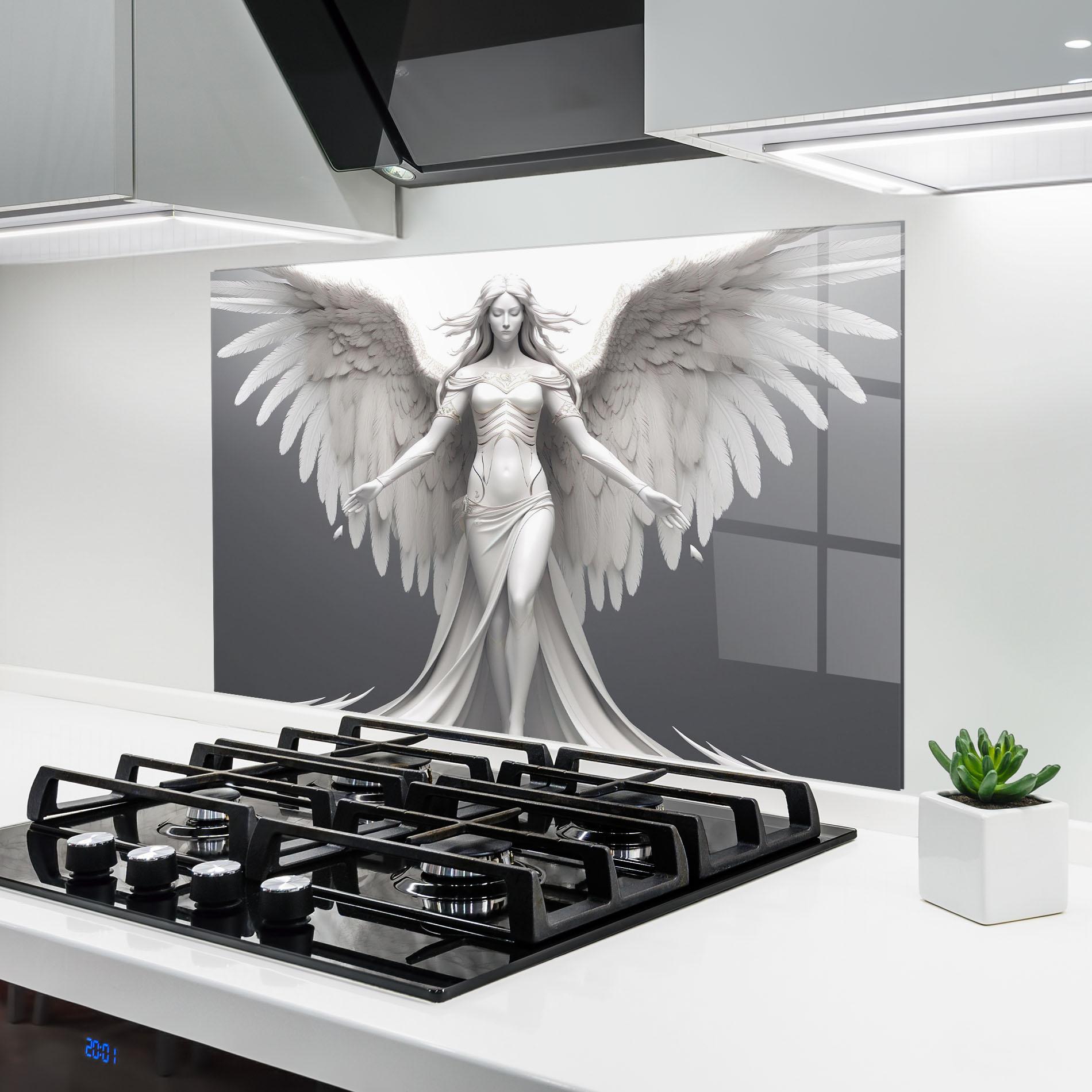 Panel Szklany do Kuchni White Stone Woman mockup 6