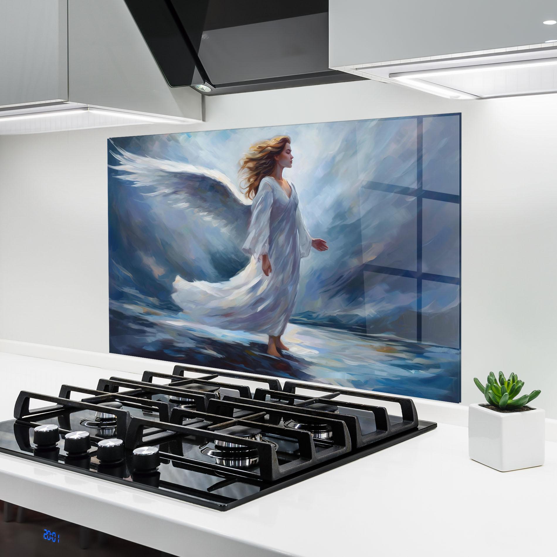 Panel Szklany do Kuchni Wind Angel Woman mockup 6