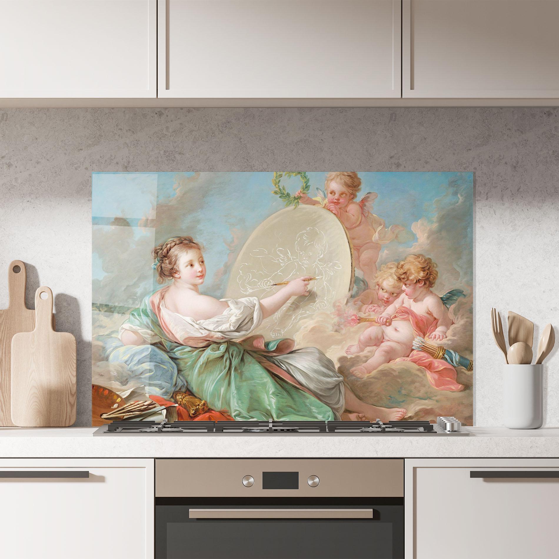 Panel Szklany do Kuchni Painting Cute Angels mockup 7