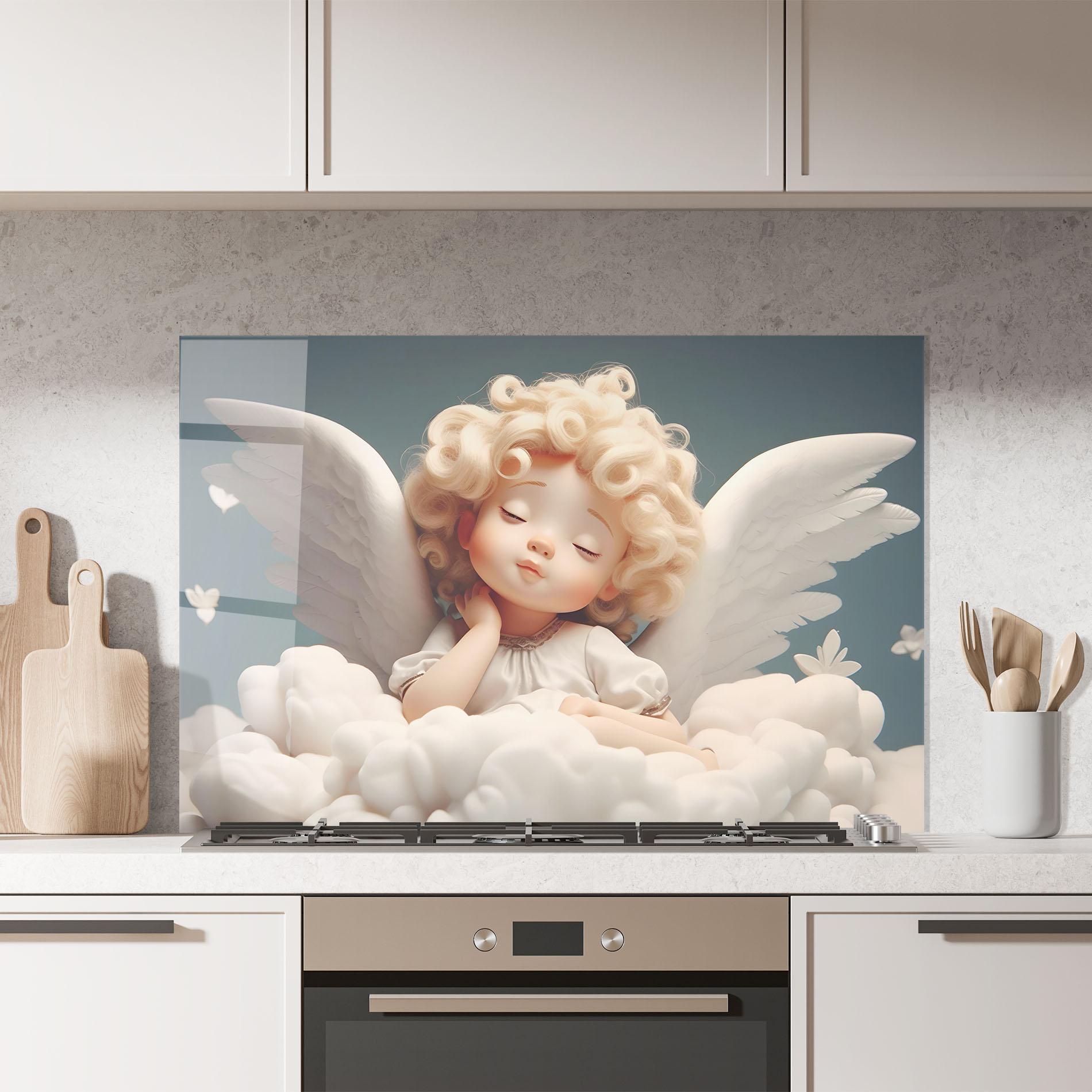 Panel Szklany do Kuchni Statue Baby Angel mockup 7