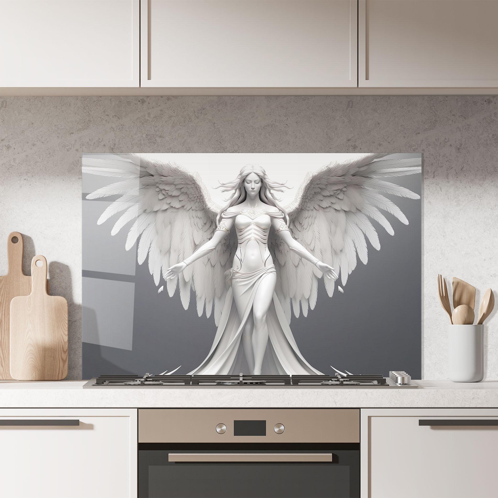 Panel Szklany do Kuchni White Stone Woman mockup 7