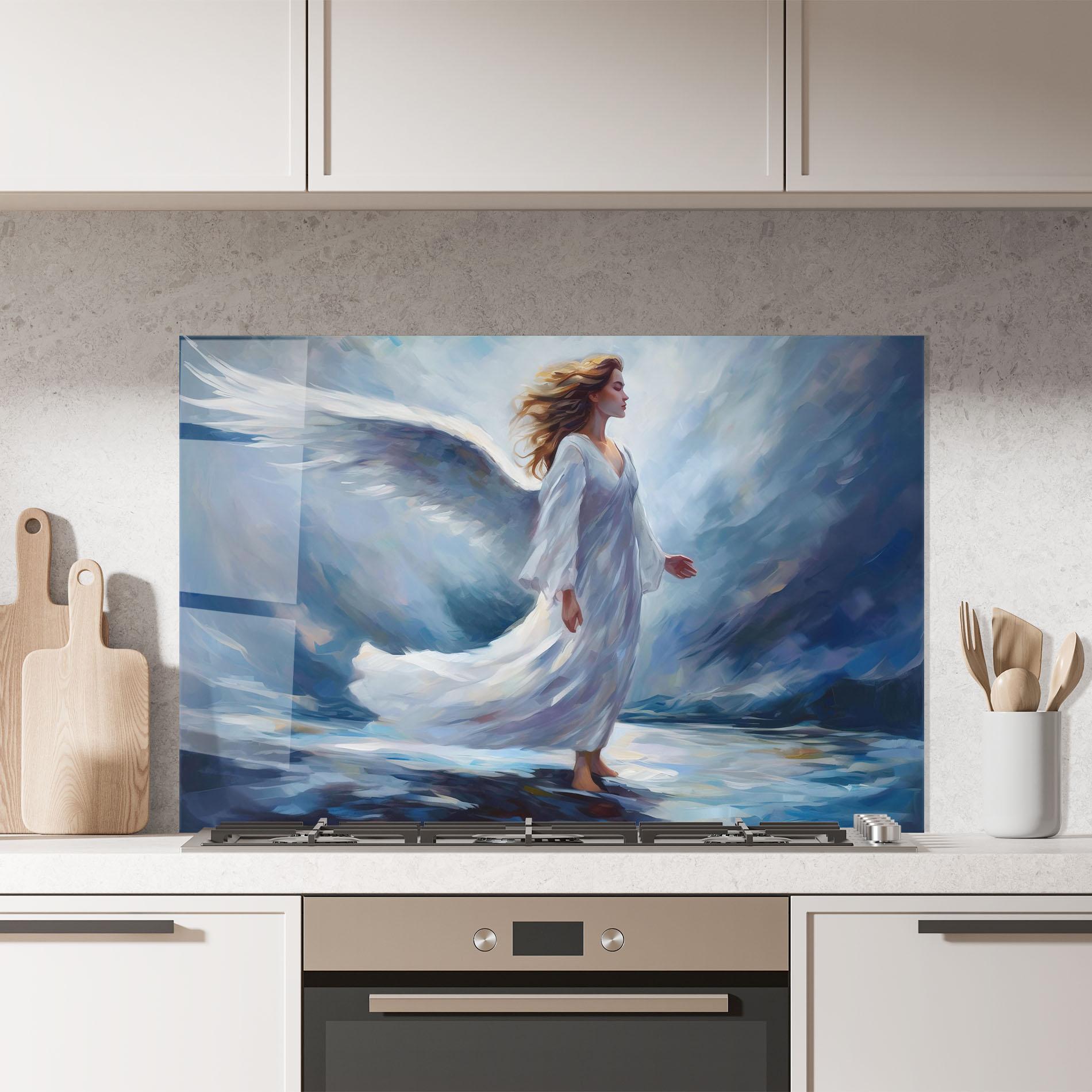 Panel Szklany do Kuchni Wind Angel Woman mockup 7