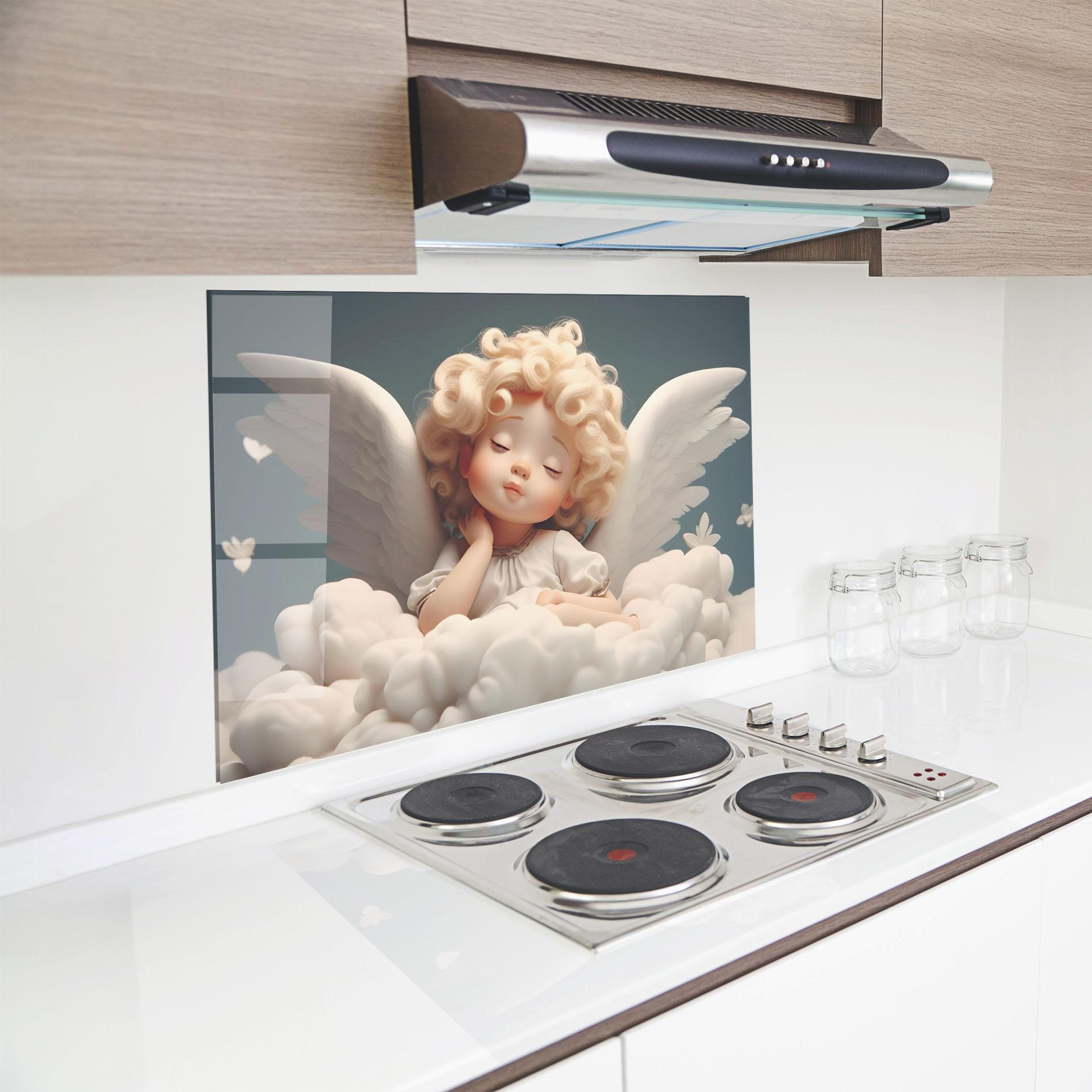 Panel Szklany do Kuchni Statue Baby Angel mockup 8