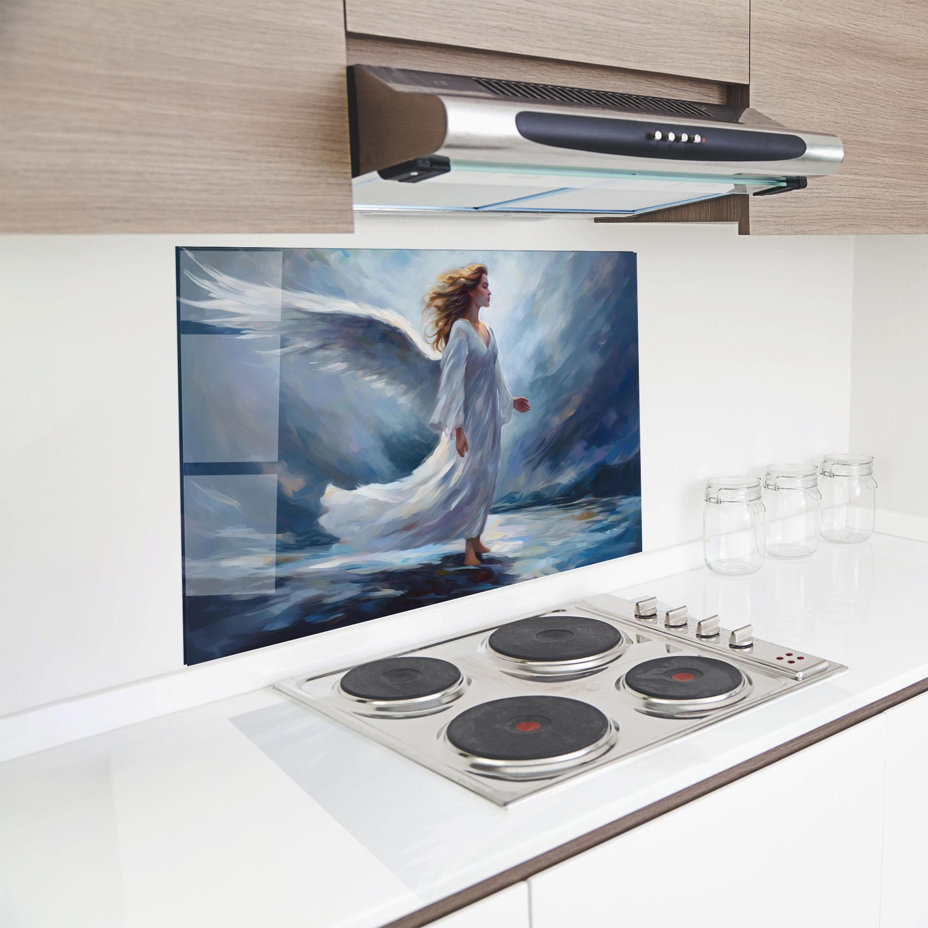Panel Szklany do Kuchni Wind Angel Woman mockup 8